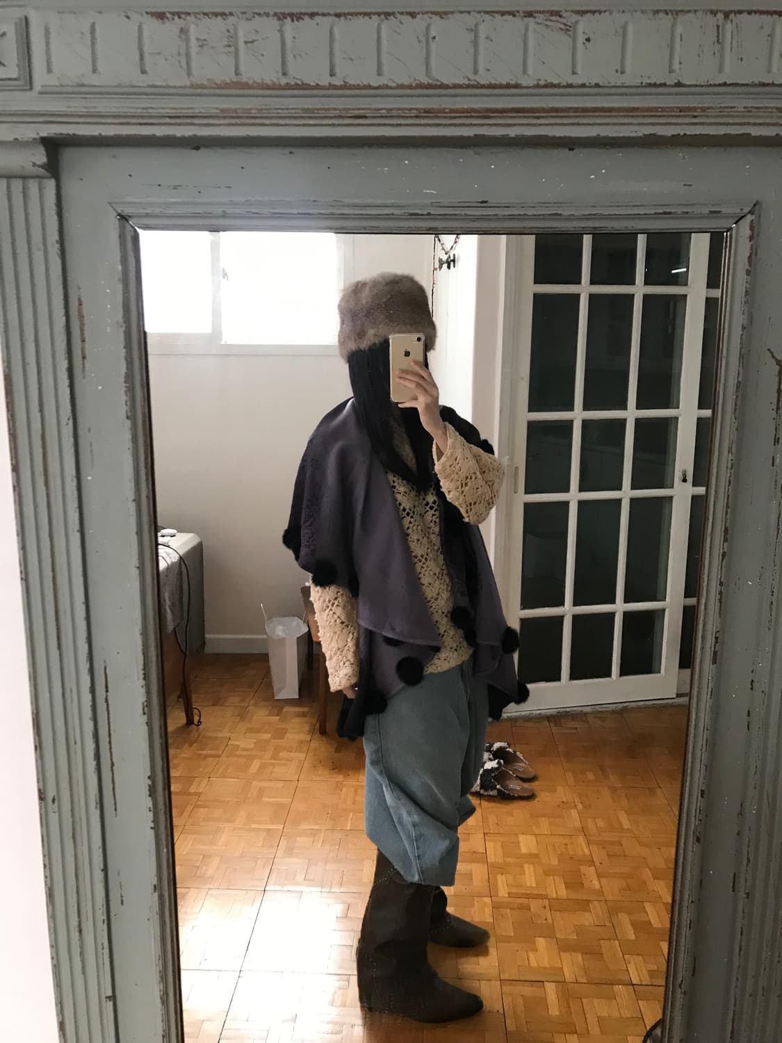 vintage pom-pom knit shawl 상품이미지4