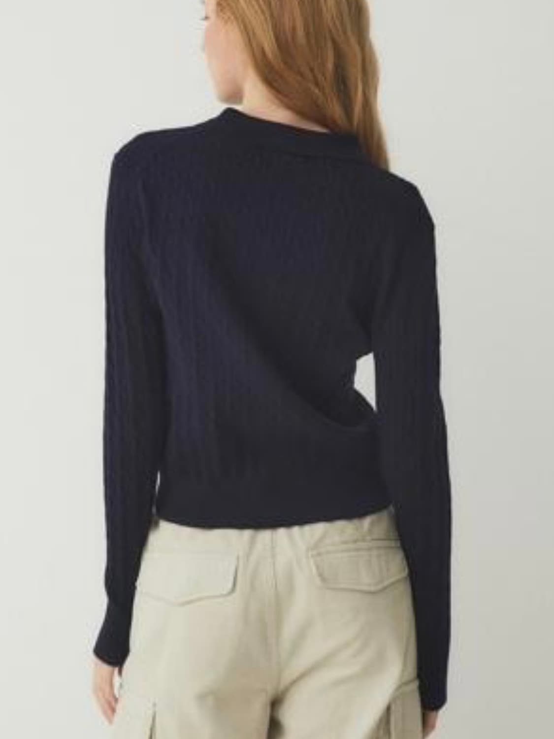 WHO.A.U 스티브 카라넥 버튼 가디건 Navy (M) 상품이미지3