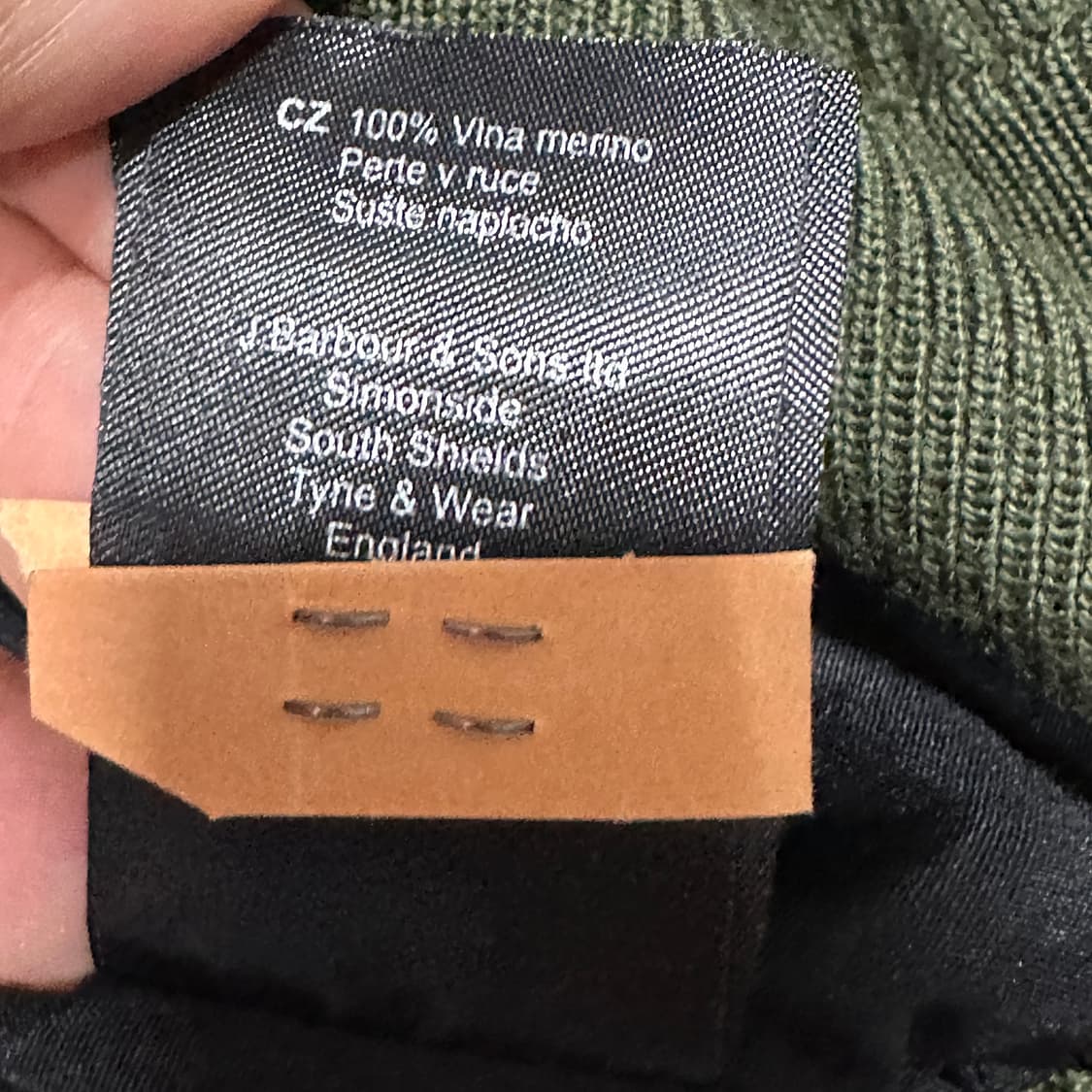 바버 메리노울 니트 카키 L 상품이미지4