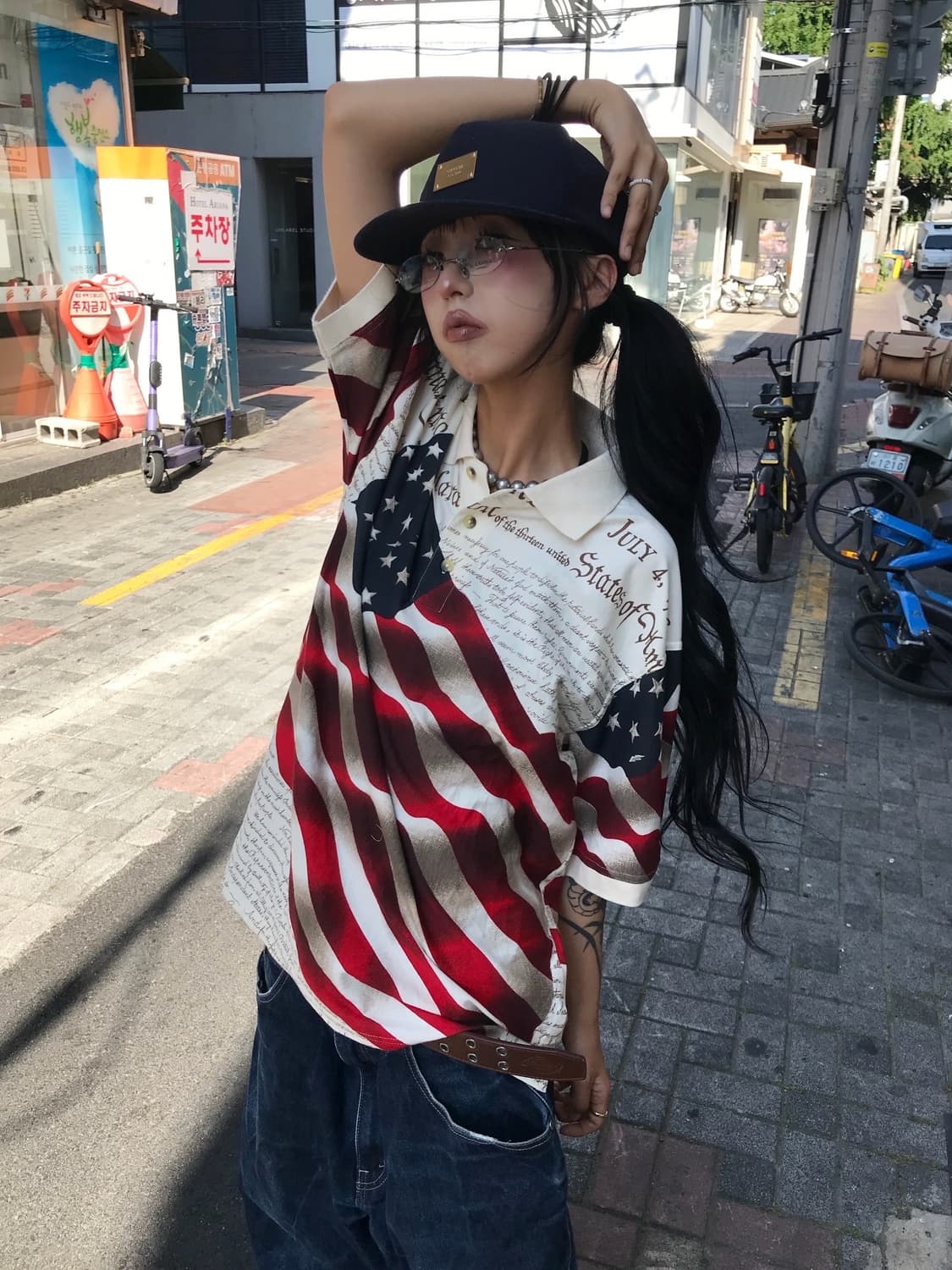 🇺🇸 풀 성조기 프린팅 피케 반팔 티셔츠 🇺🇸 상품이미지4