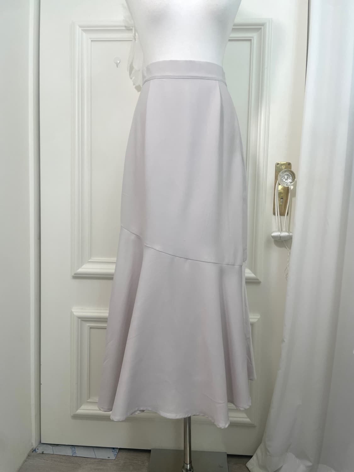 sheer pinkgray diagonal ruffle long skir 상품이미지5