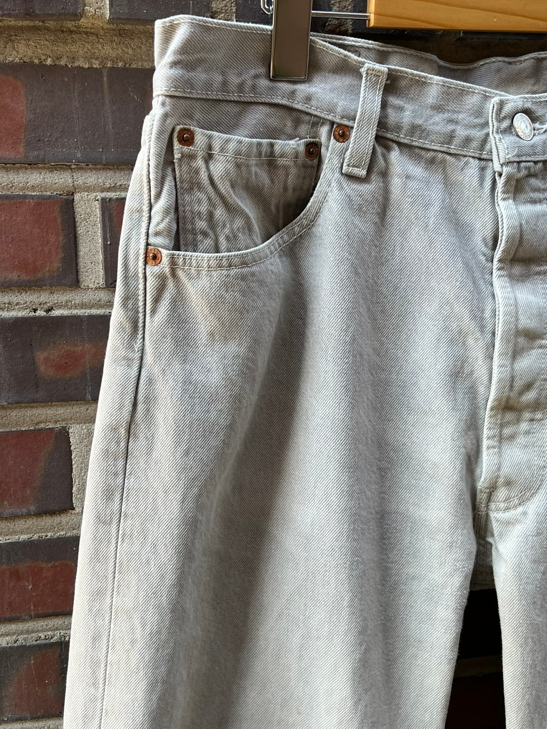 00's 리바이스 501 라이트 그레이 화이트 유럽생산 빈티지 데님 상품이미지3