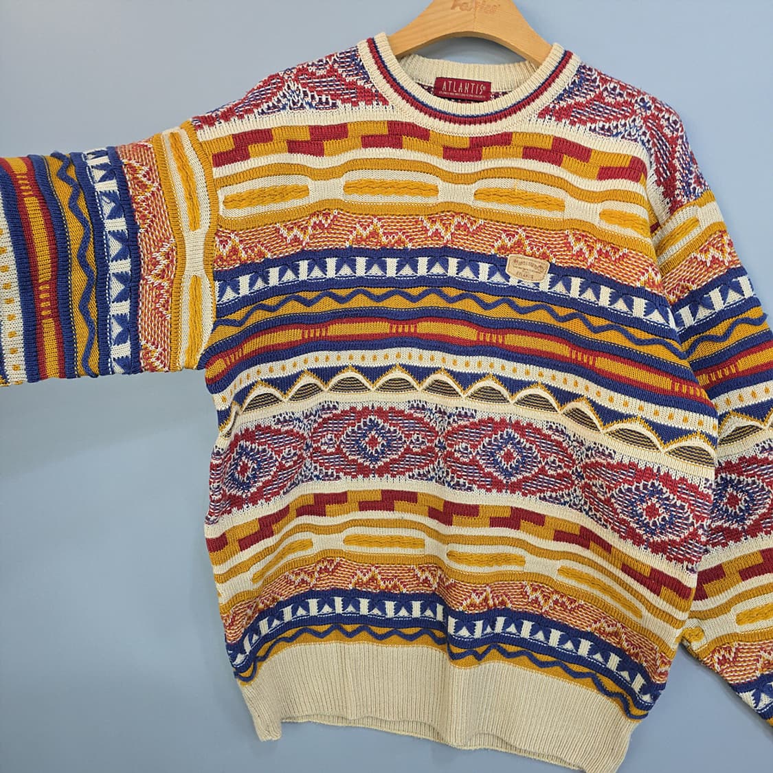 90's 아틀란티스(ATLANTIS) 빈티지 패턴 니트 스웨터 추천 L 상품이미지3