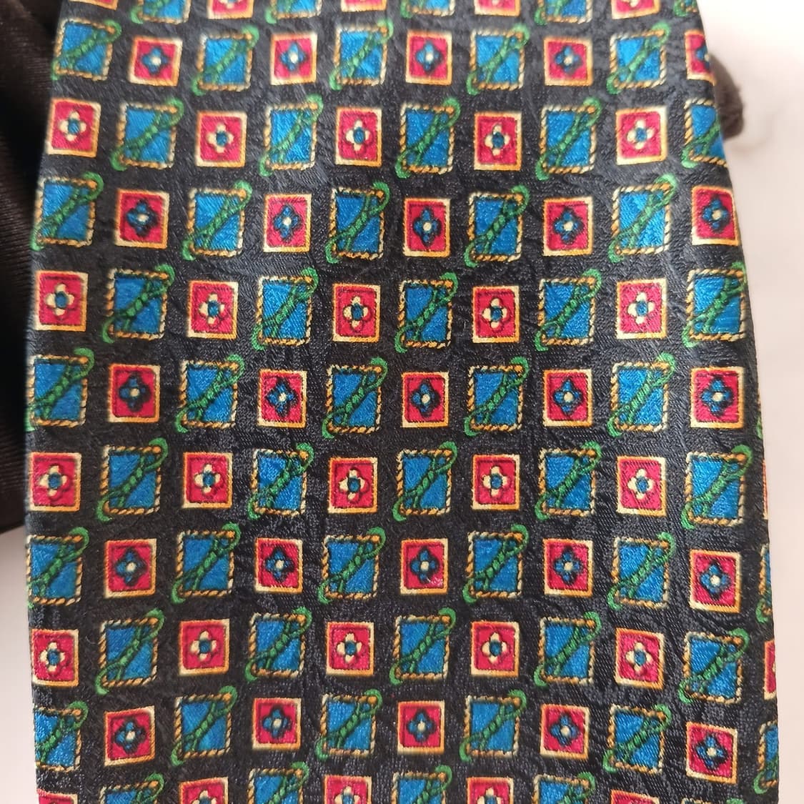 이태리 빈티지 실크 블랙 모자이크 넥타이 10cm A+등급 A19202
 상품이미지5