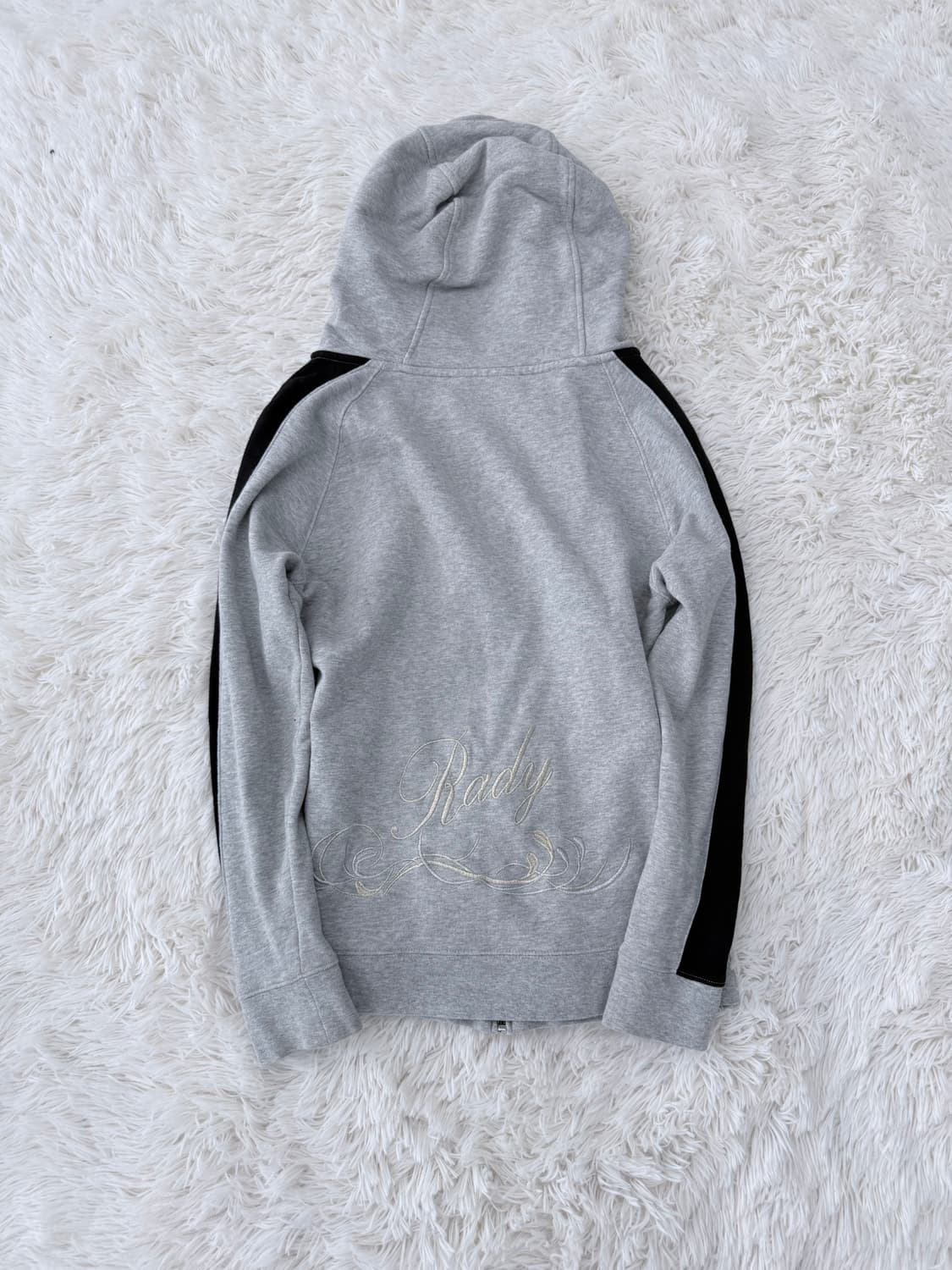 y2k 그런지 블랙 라인 그레이 후드 집업 상품이미지4