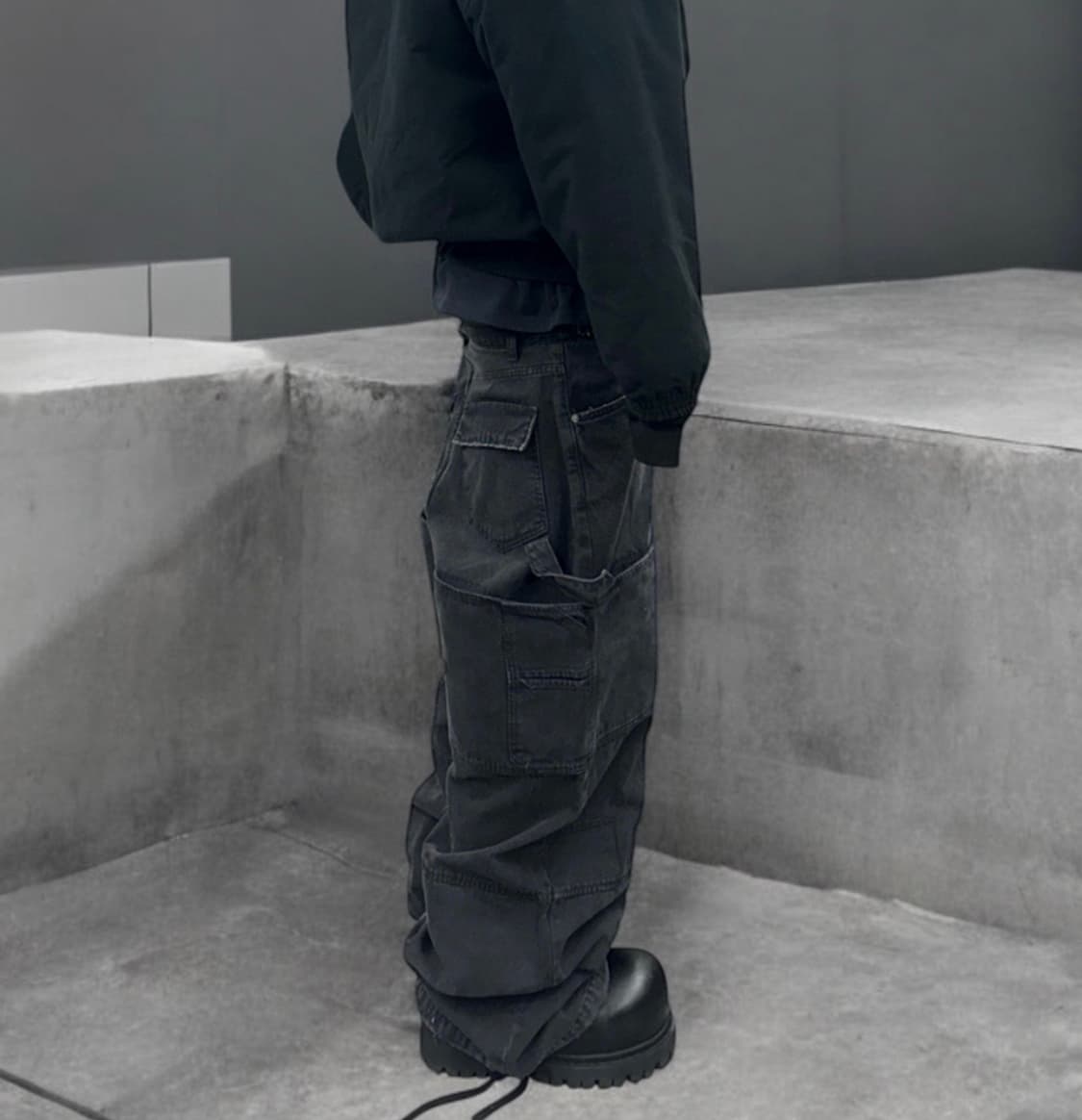 [2] 논노드 더블니 커버 팬츠 빈티지 블랙 상품이미지2