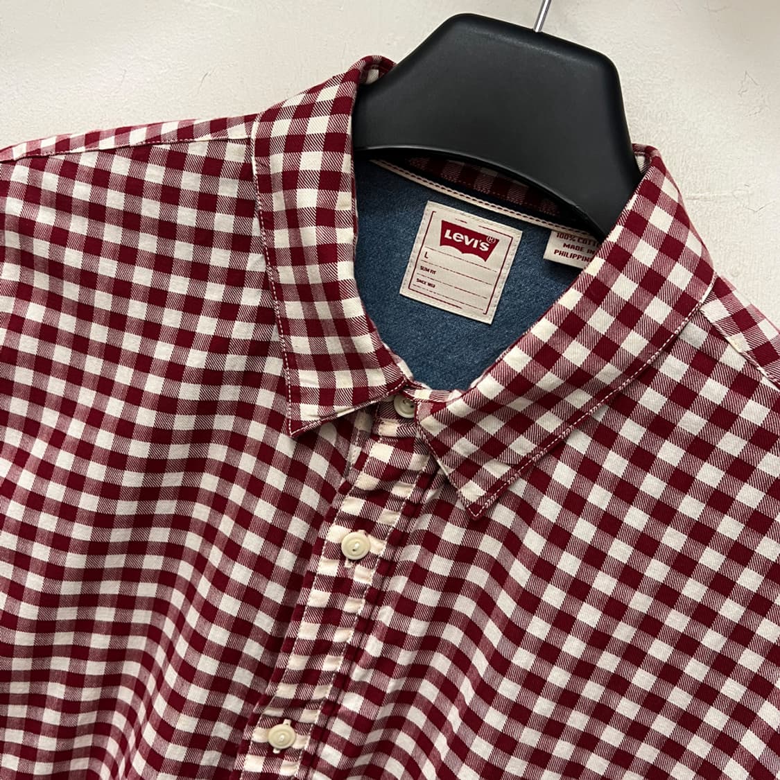 리바이스 슬림핏 깅엄체크 셔츠 L 상품이미지3
