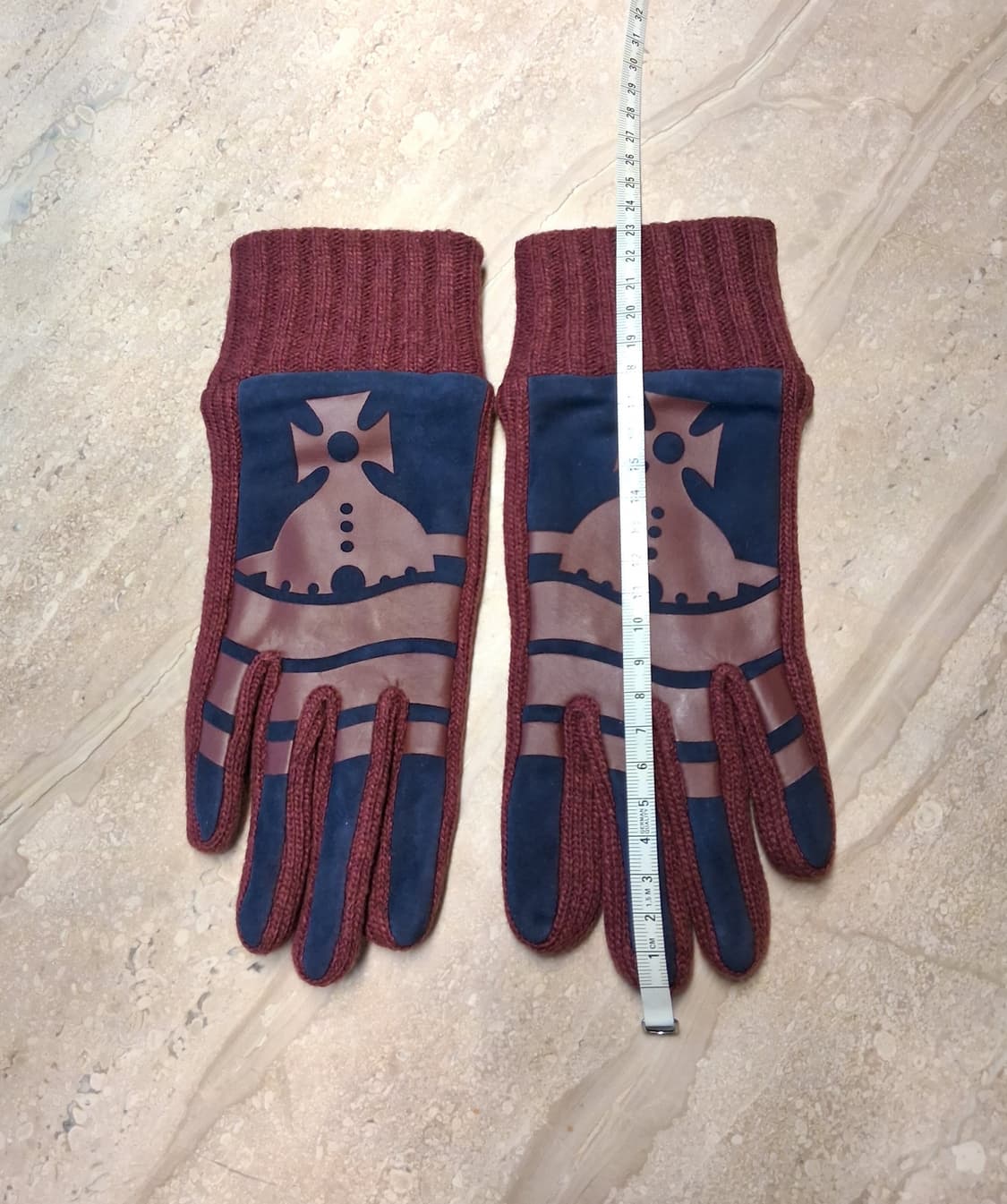 비비안 웨스트우드 스웨이드 니트 콤비 장갑 / 와인 (새상품) 상품이미지8