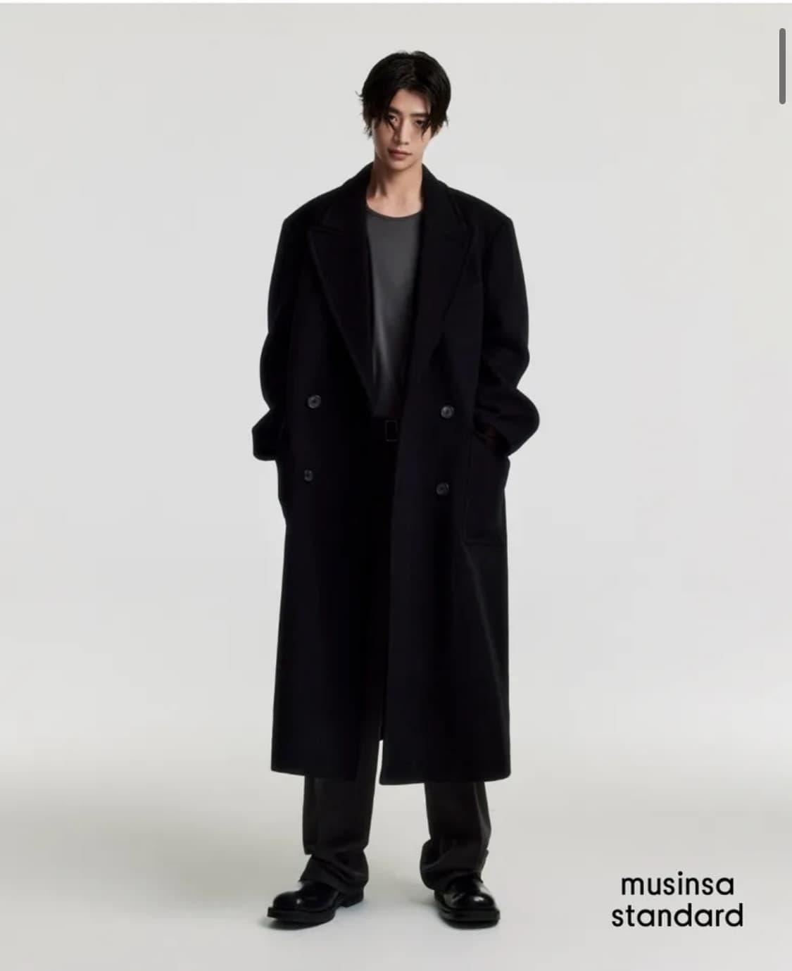 울 블렌드 대디 숄더 롱 폴로 코트 상품이미지3