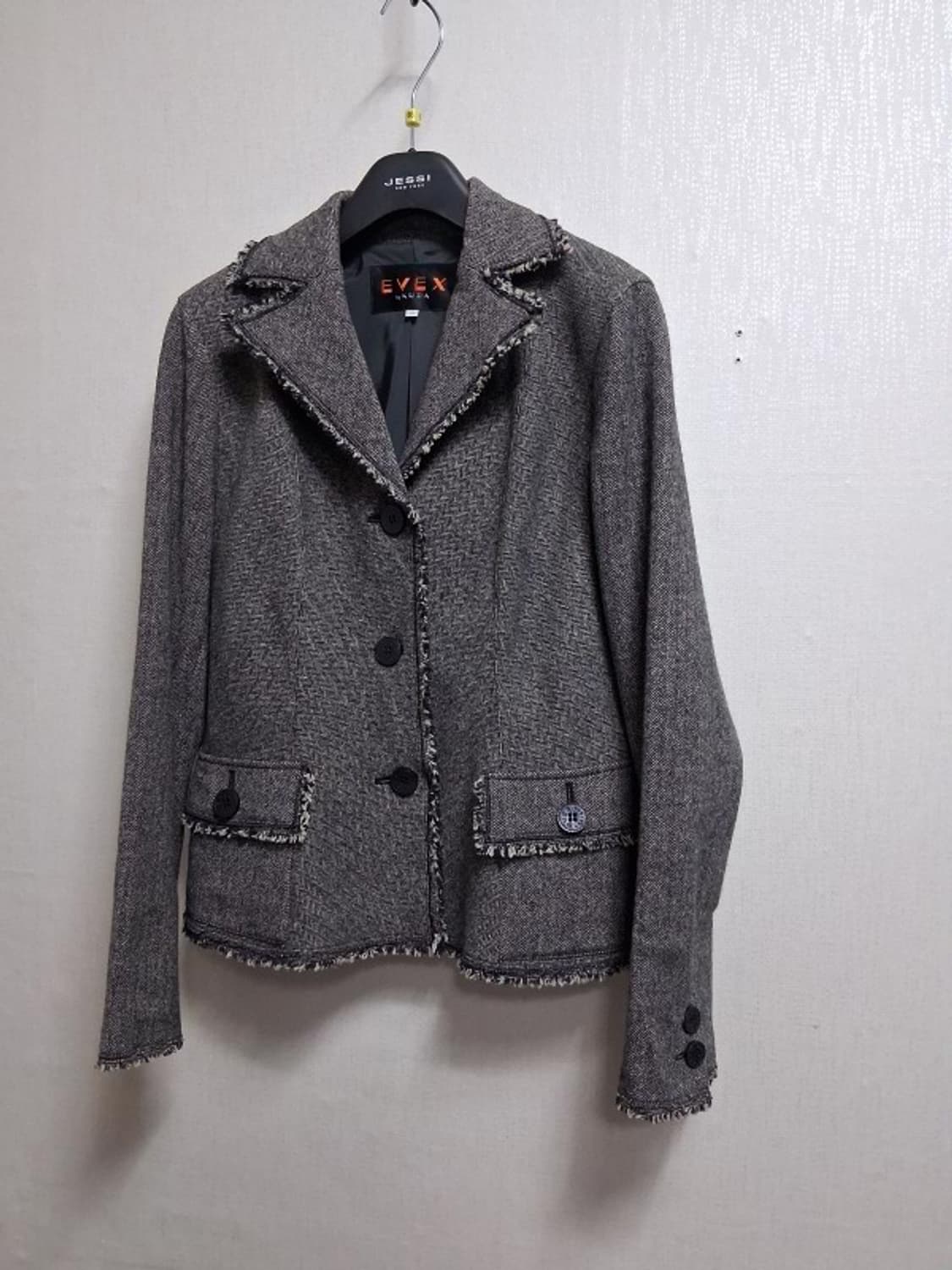 크리지아 여성 양모모직쟈켓 헤링본그레이체크 66 상품이미지1