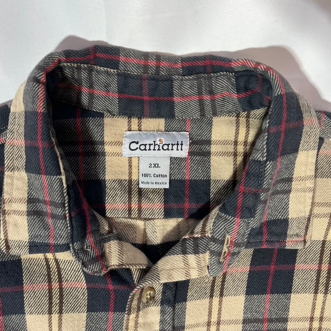 [2XL]00s 칼하트 오리지널 워크 헤비코튼 플란넬 체크 긴팔 셔츠 상품이미지2