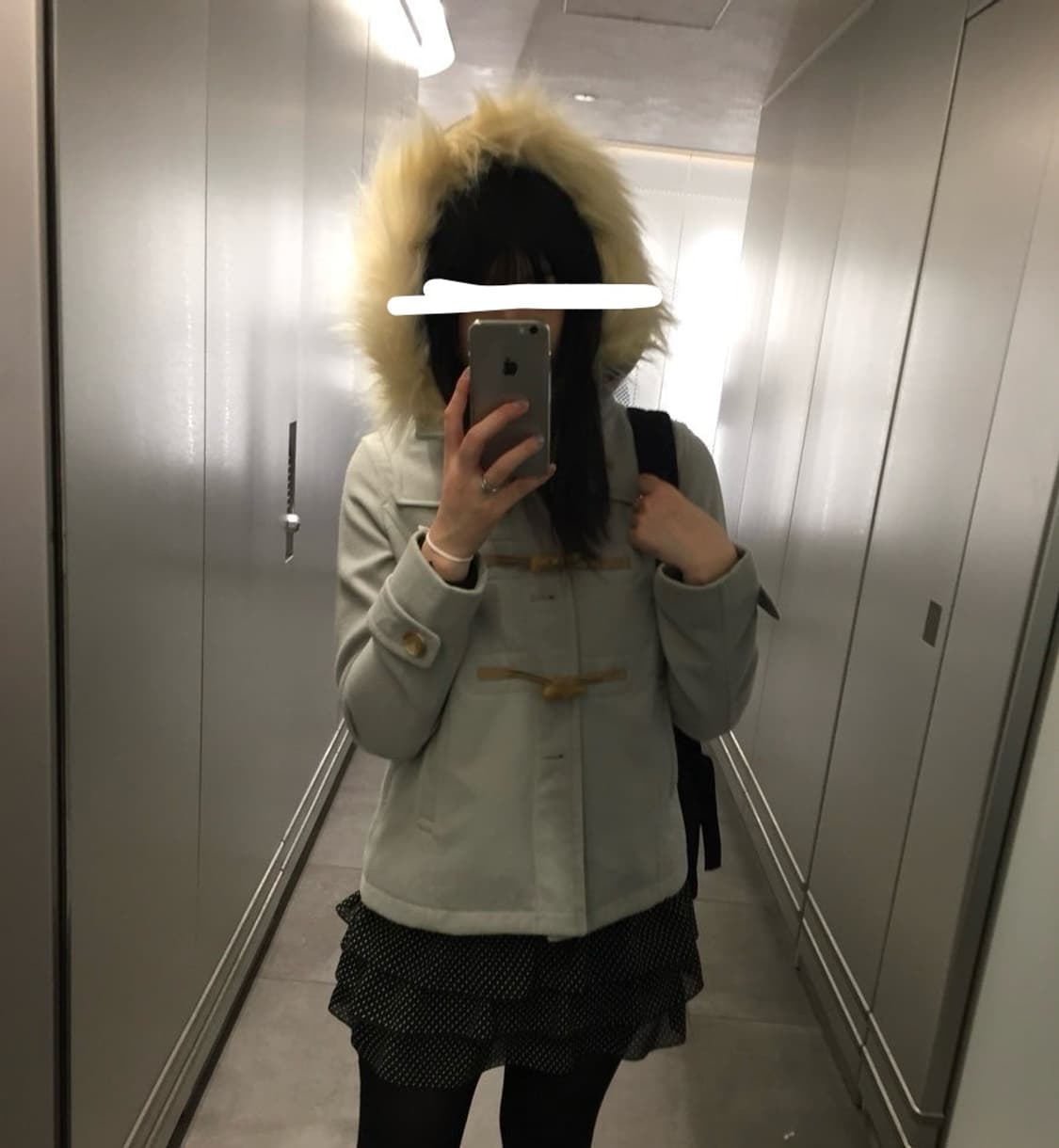 빈티지 퍼 후드 체크 떡볶이 숏코트 상품이미지3