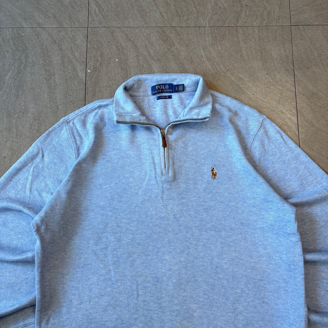 폴로 국내 정품 스카이블루 반집업 니트 상품이미지3