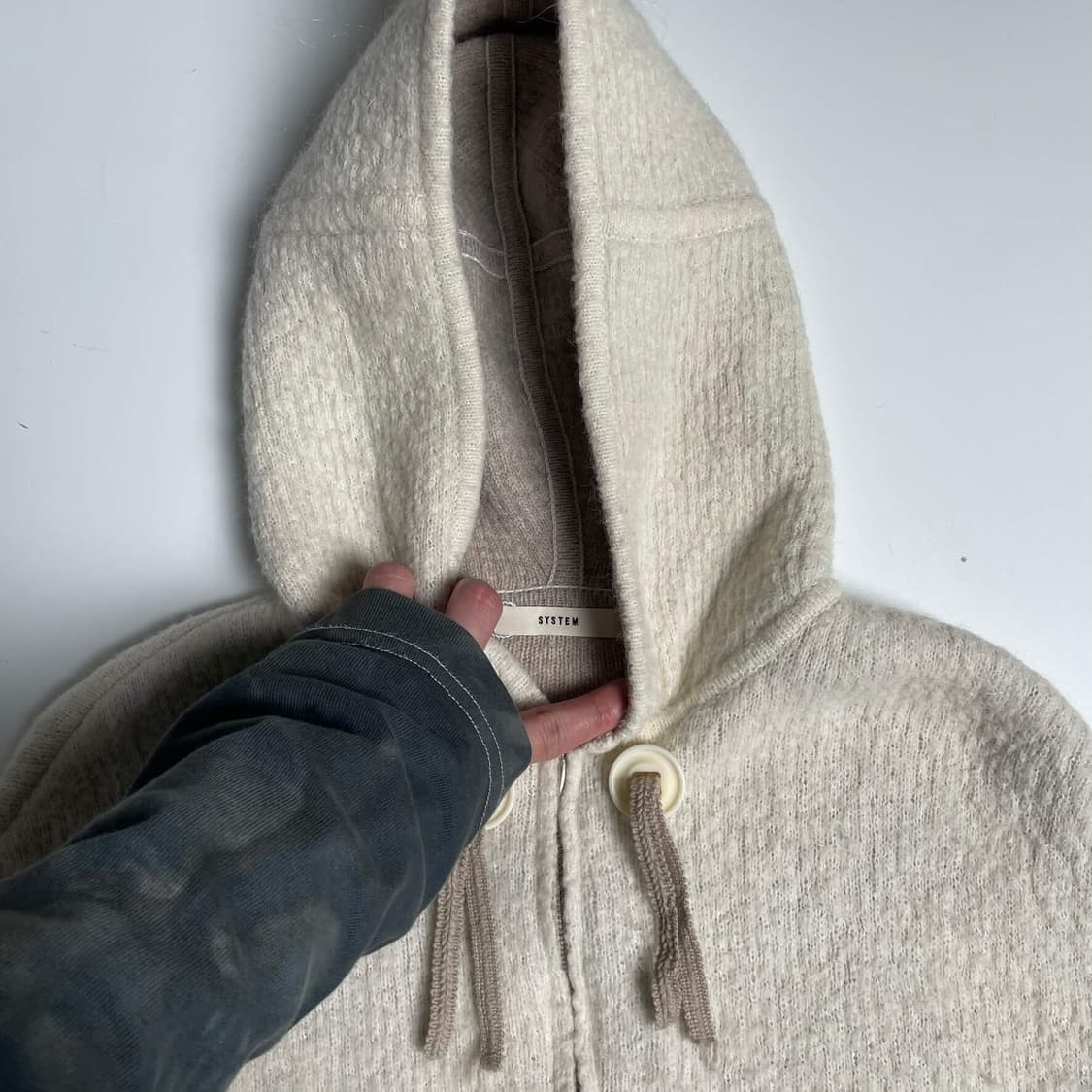 System 에스닉 패치 앙고라 블렌드 집업 후드 상품이미지9