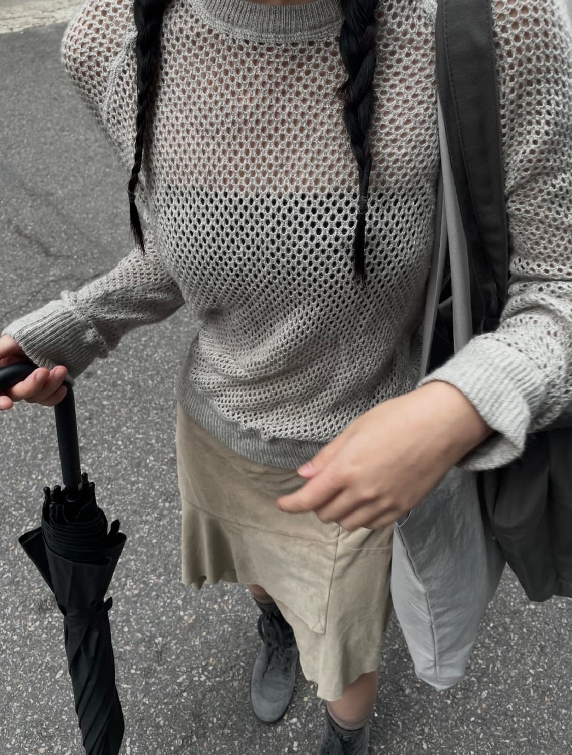 그레이 네트 니트 상품이미지2