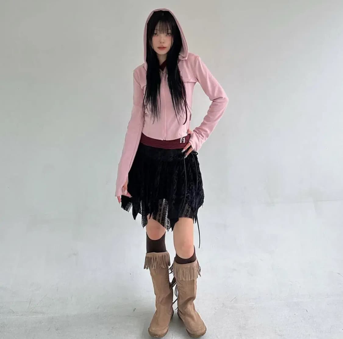 Newarlin 뉴얼린 엠블럼 벨벳 스커트 S 상품이미지2