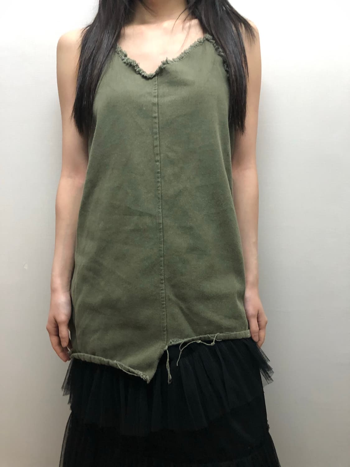 빈티지 카키 코튼 슬리브리스 상품이미지2