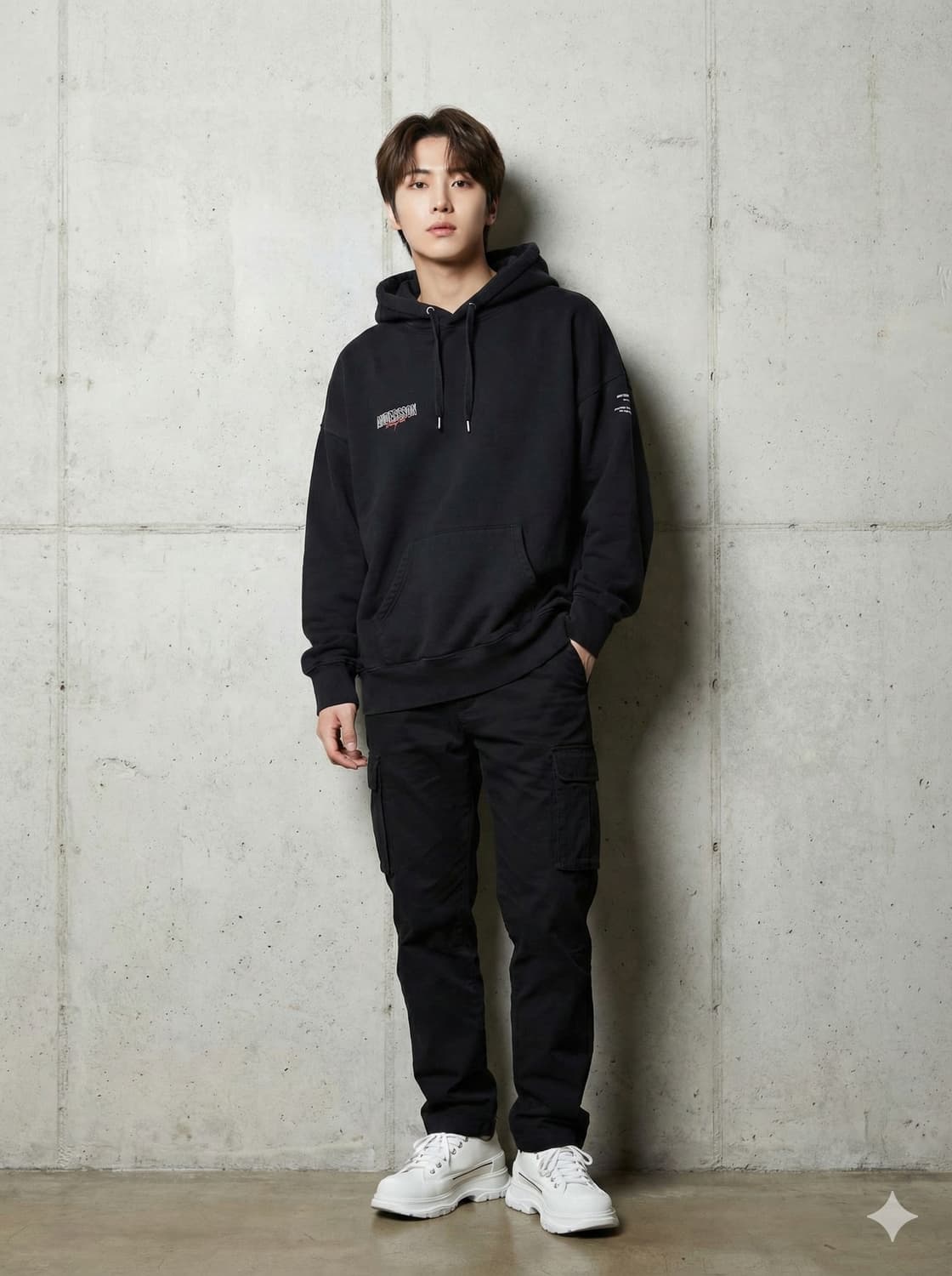 앤더슨밸 블랙 후드티셔츠_L 상품이미지1