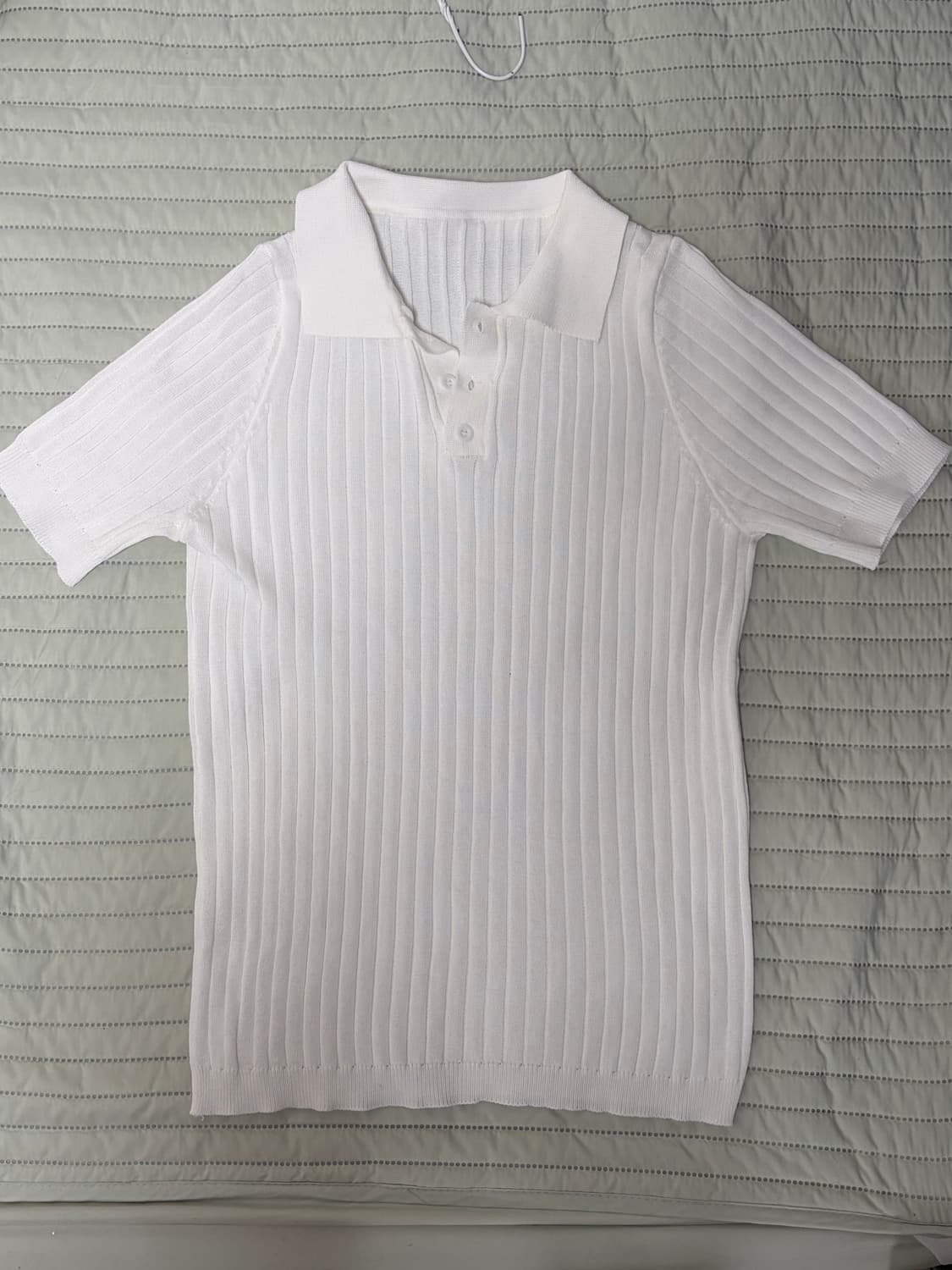 머슬핏 골지 니트 반팔 카라티 상품이미지1