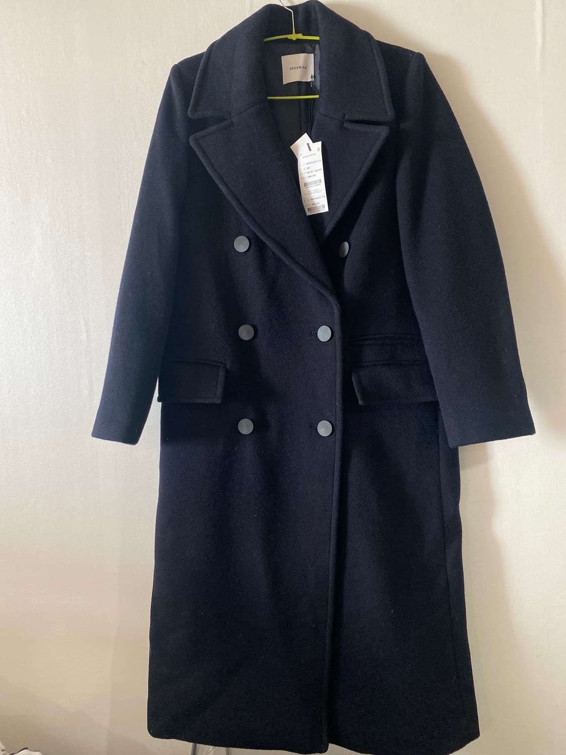 새상품)쉬즈미스 네이비 더블 롱코트 55 상품이미지1