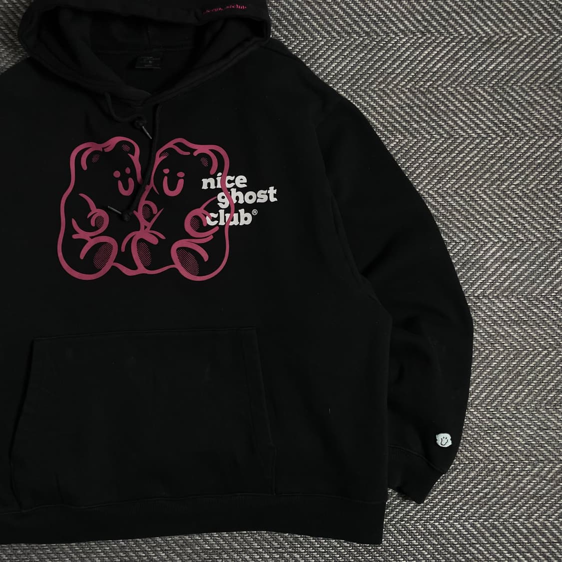나이스고스트클럽 구미 베어&로고 박시핏 후드 집업 블랙o 5071 상품이미지2