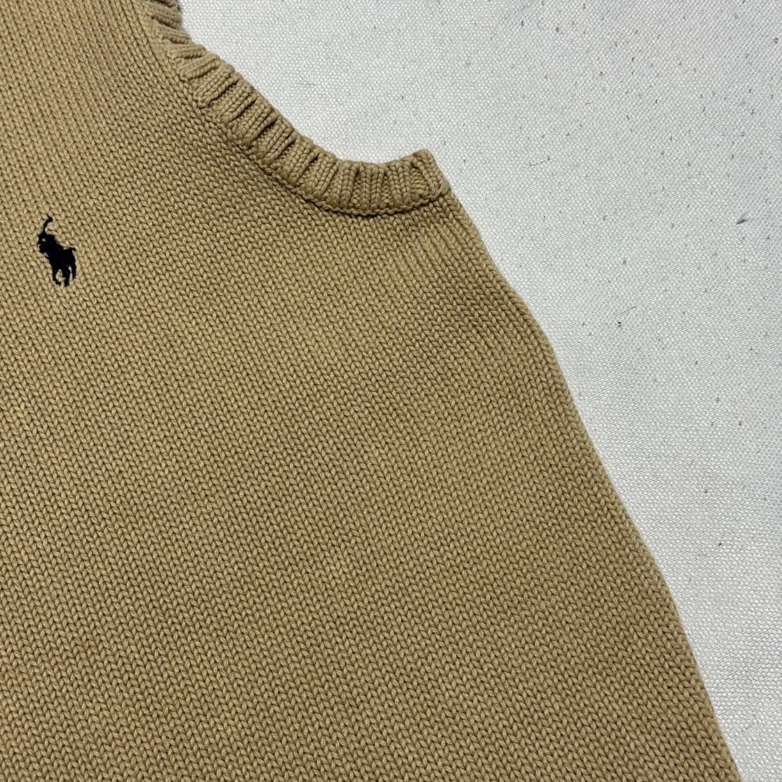 90 폴로랄프로렌 코튼 브이넥 베이지 니트 베스트 상품이미지7