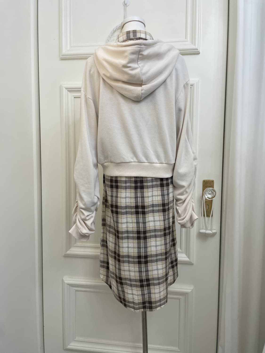 ivory sleeve shirring hoodie-zip(size-L) 상품이미지4