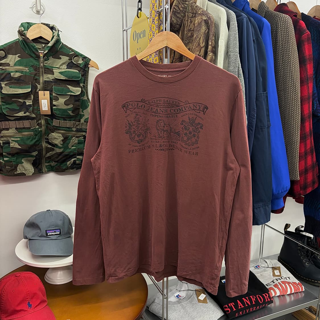 랄프로렌 폴로 진스 버건디 롱슬리브 티셔츠 (L) 상품이미지2