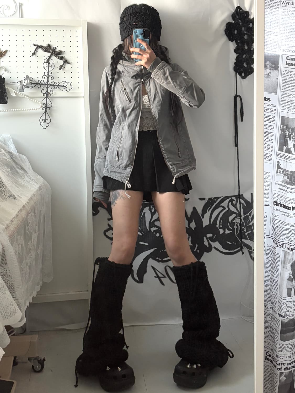 • grey high-neck 2way jacket  상품이미지4