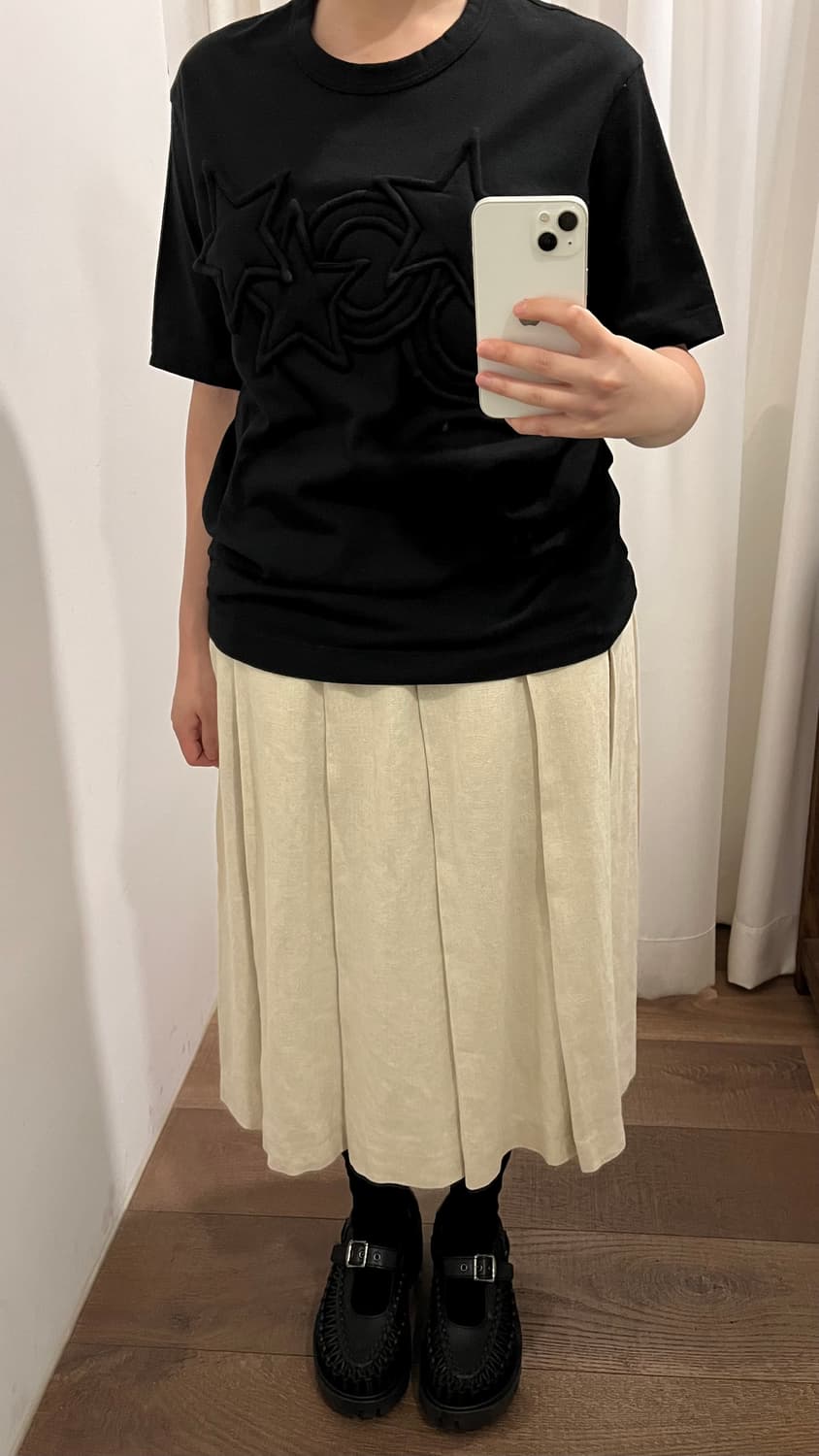 Beige Linen Pleats Skirt 상품이미지3