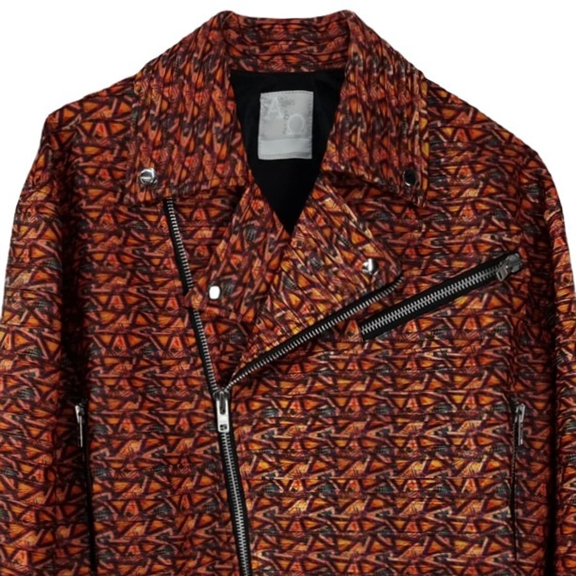 [빈티지] 비건 레더 멀티 패턴 사선 크롭 라이더 자켓 M19450 상품이미지4