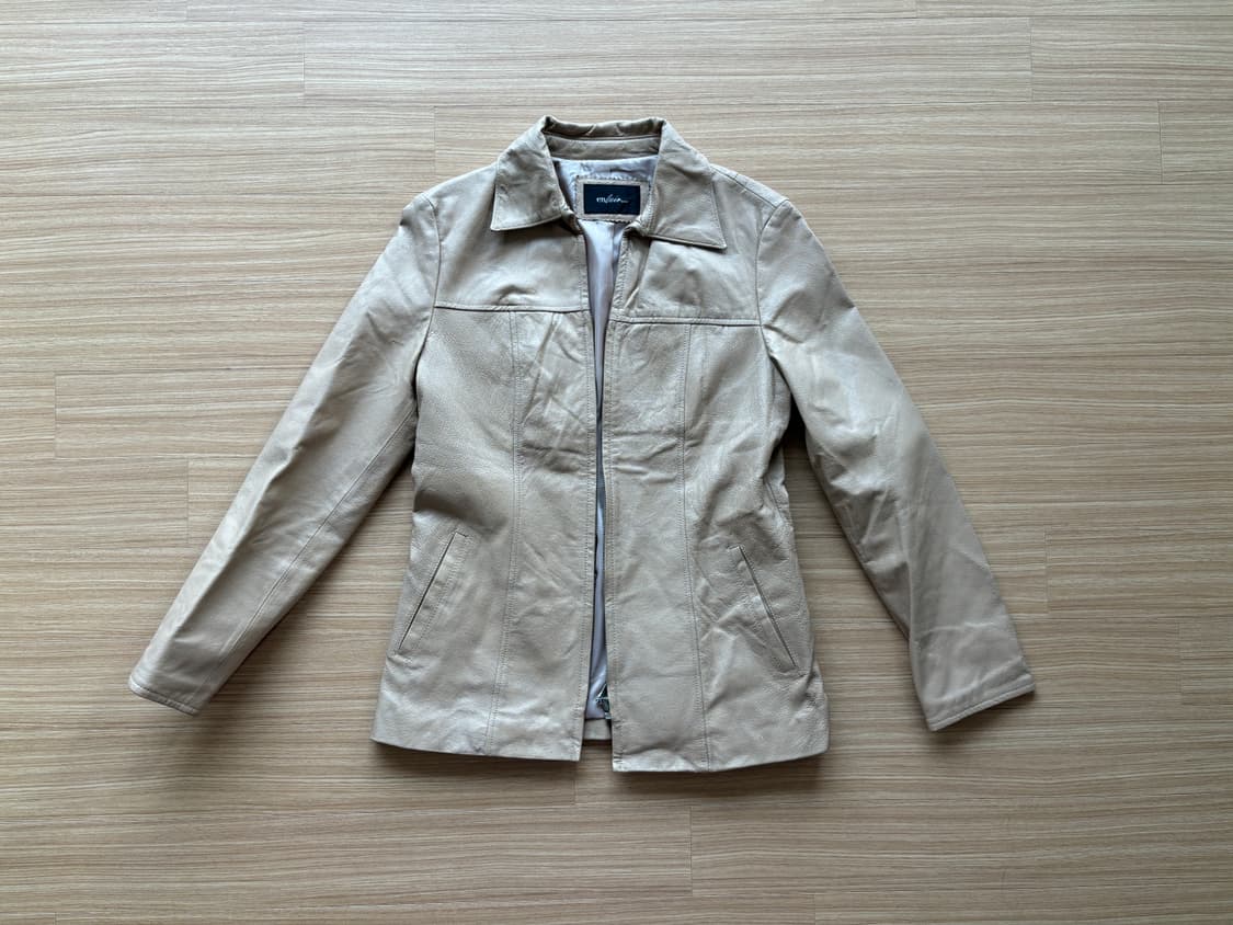 베이지 레더자켓 상품이미지4