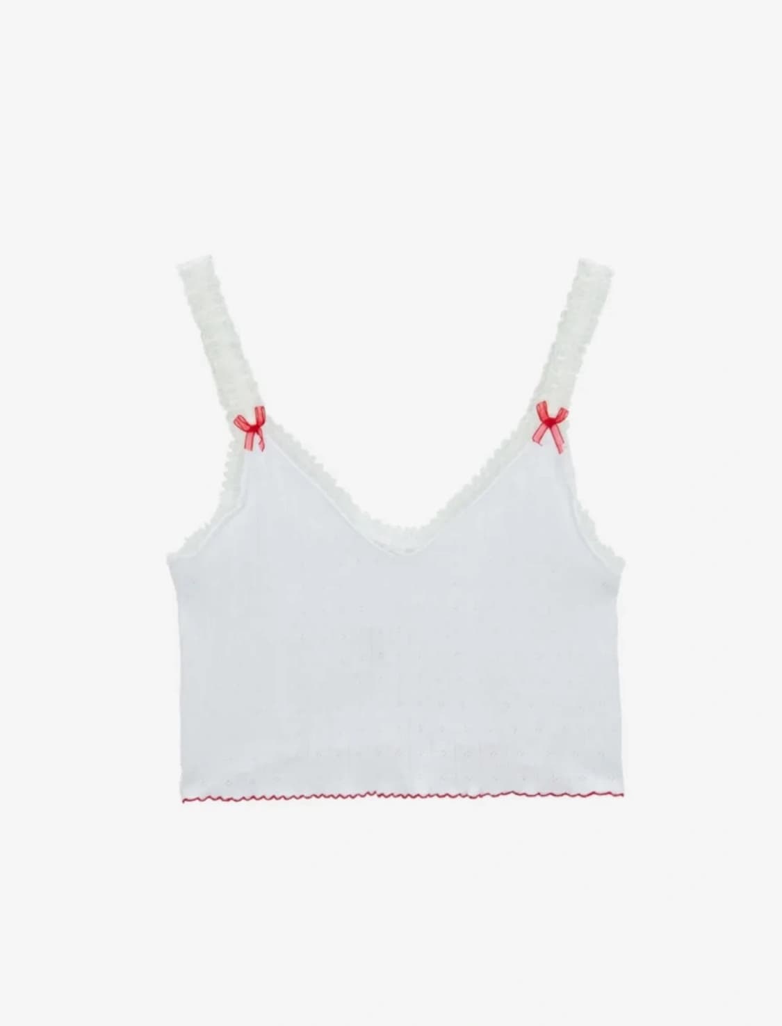 애즈이프캘리 화이트 레드 뷔스티에 나시 민소매 상품이미지2