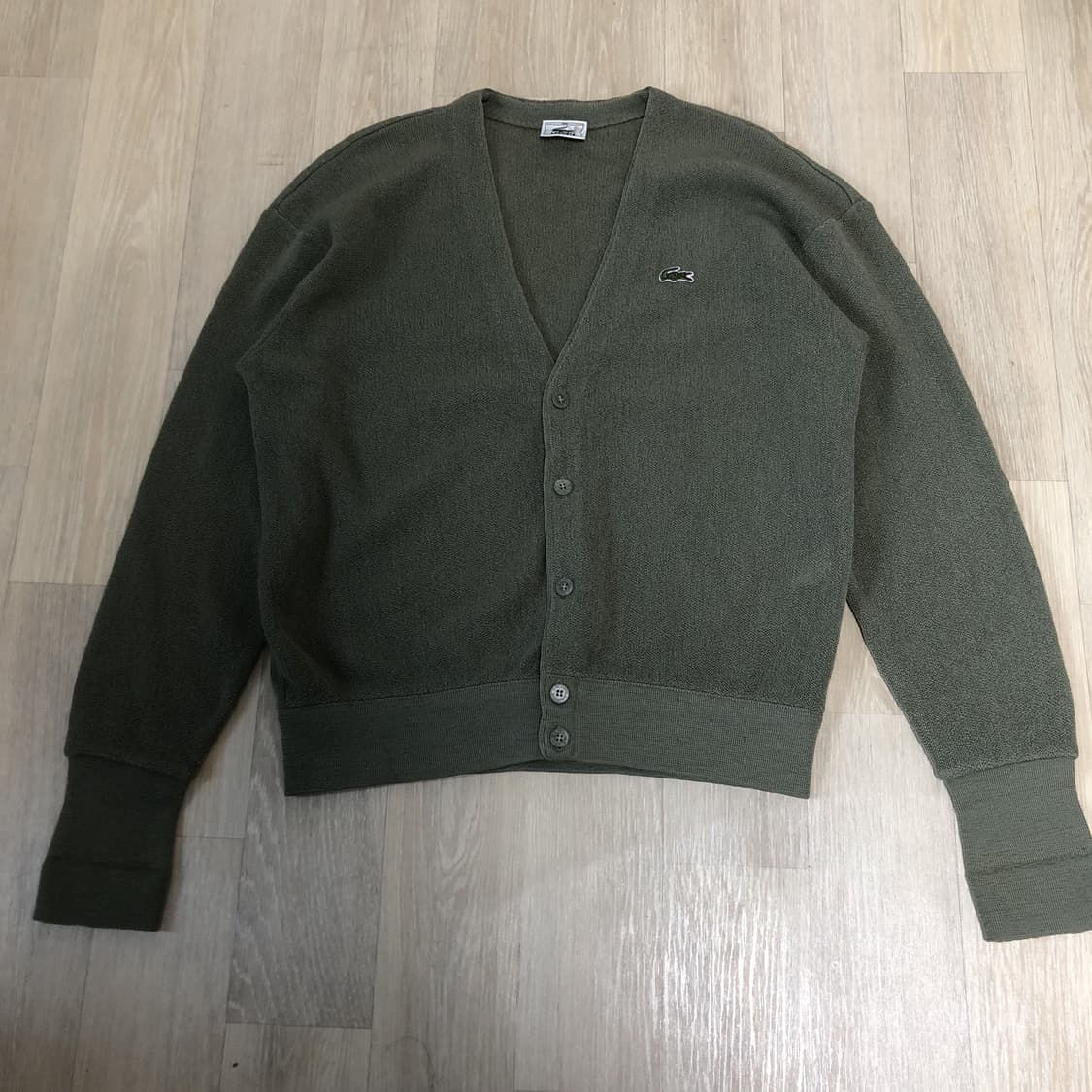 (100) 90's 라코스테 LACOSTE 양두조직 가디건 올리브 카키 상품이미지1