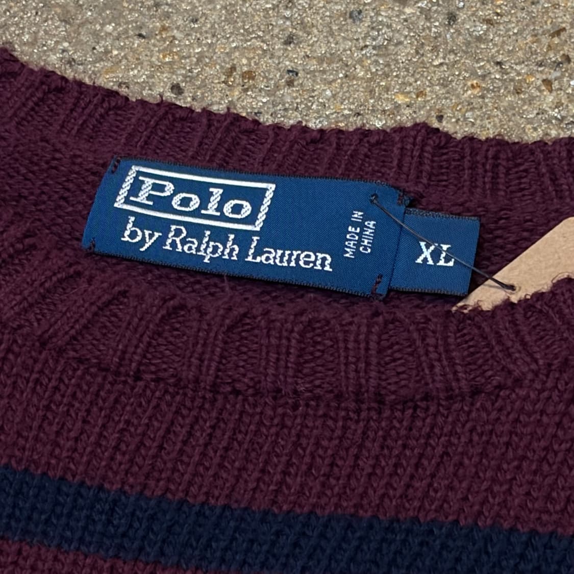 90s USA 빈티지 폴로랄프로렌 스트라이프 단가라 헤비코튼 니트 상품이미지5