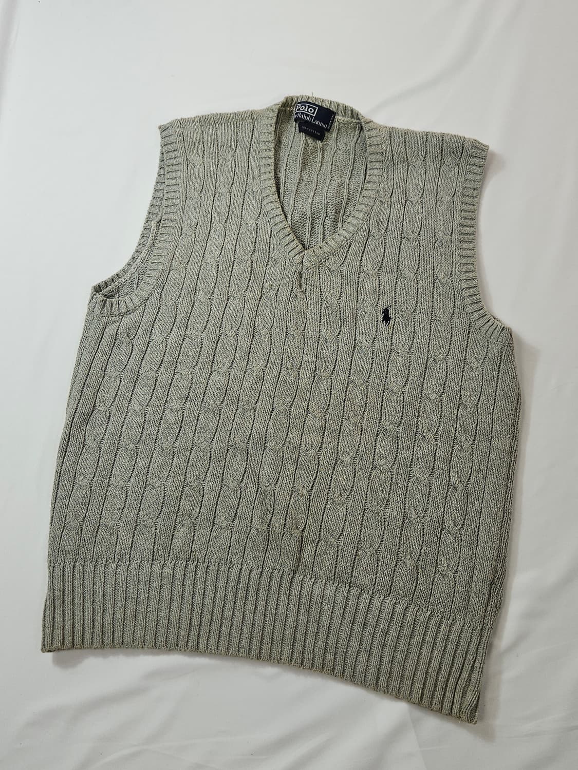 90s 폴로 랄프로렌 브이넥 베스트 케이블니트 조끼 M 상품이미지1