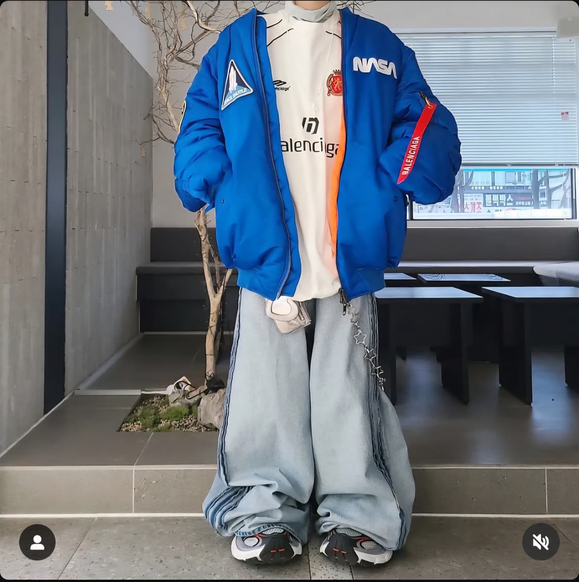 베트멍 인사이드 아웃 배기 데님 진 와이드 청바지 팬츠 연청 상품이미지5