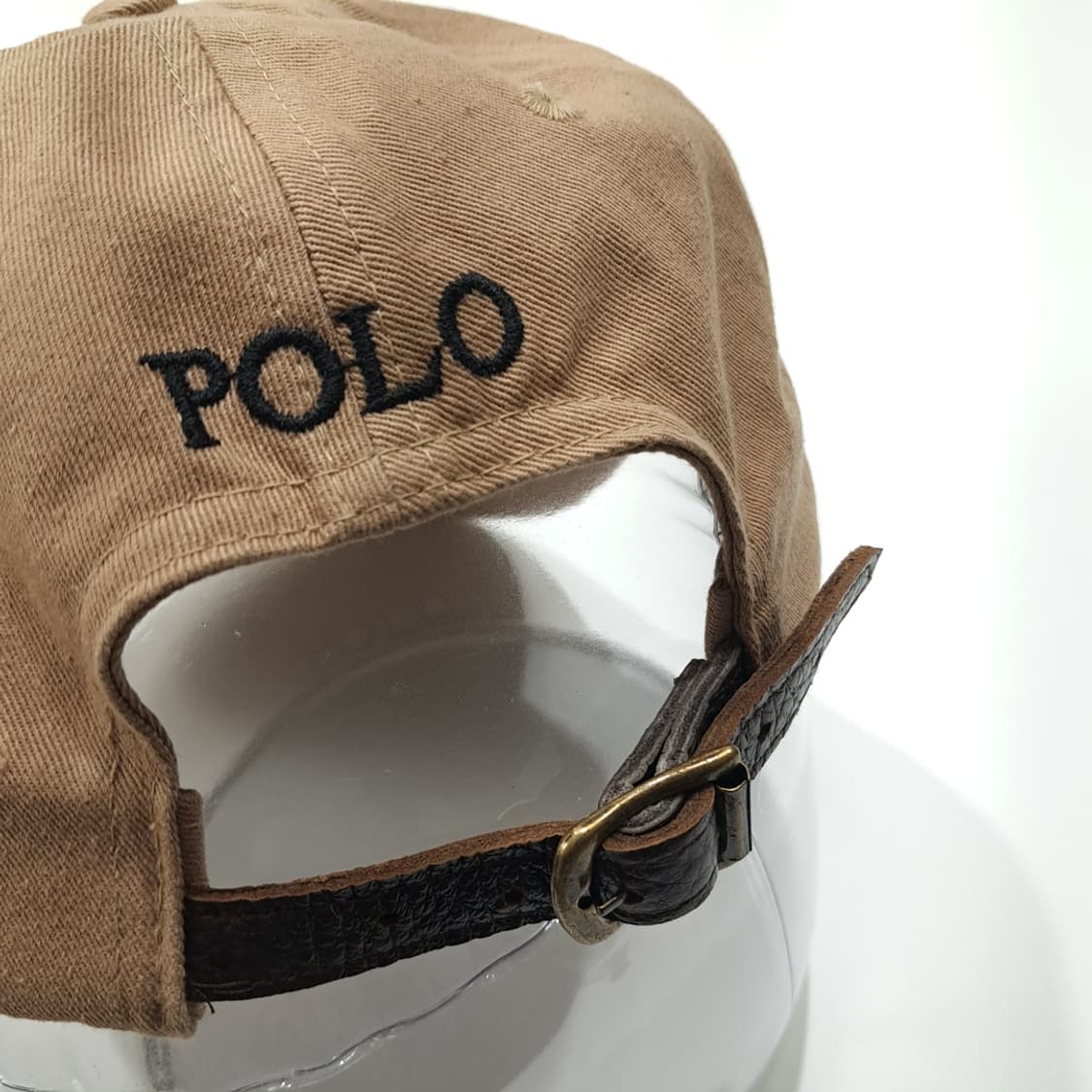 CL457 폴로 코튼 가죽스트랩 포니자수 베이지 볼캡 모자 상품이미지6