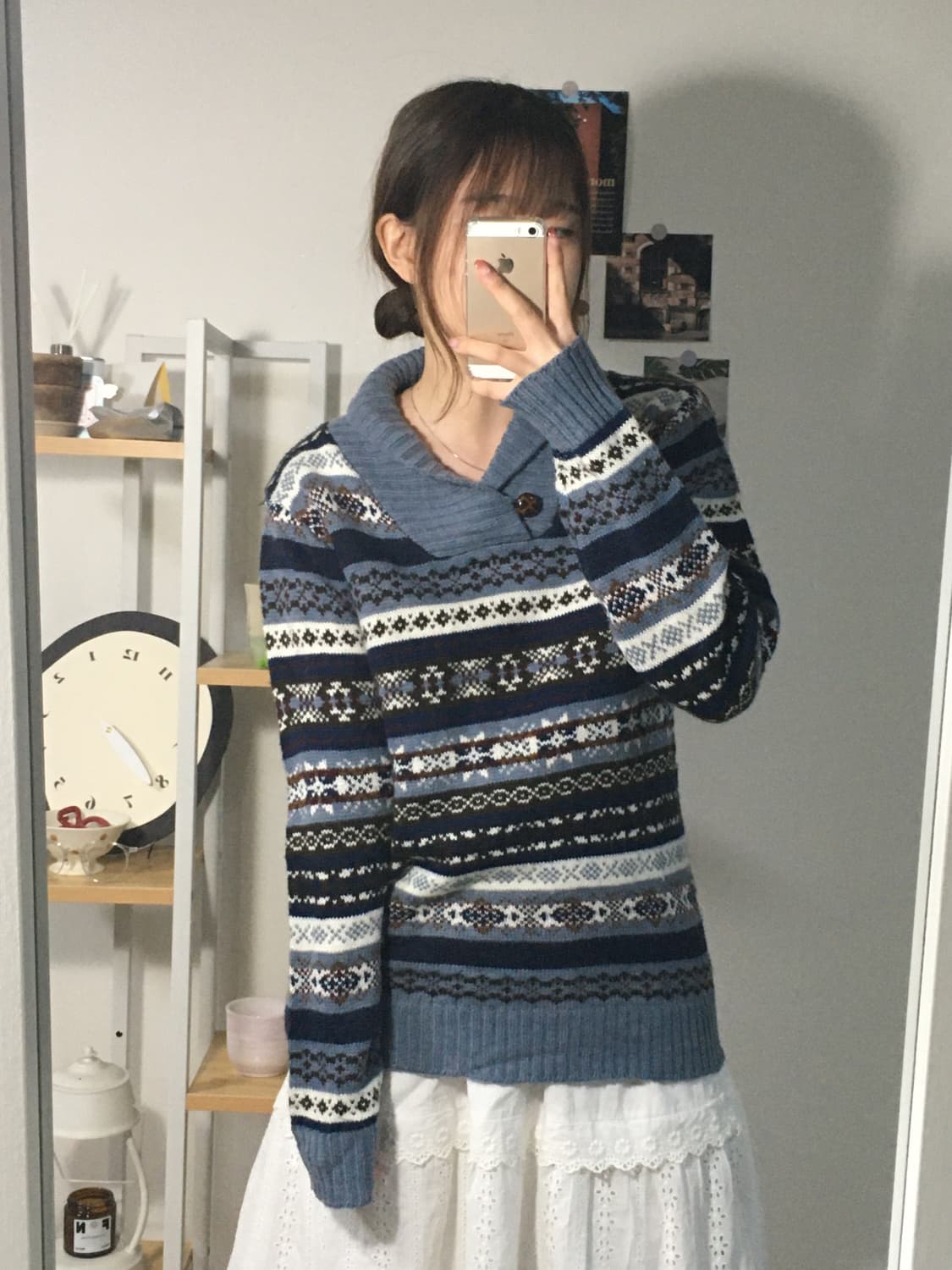 네이비 노르딕 포근 니트 상품이미지2