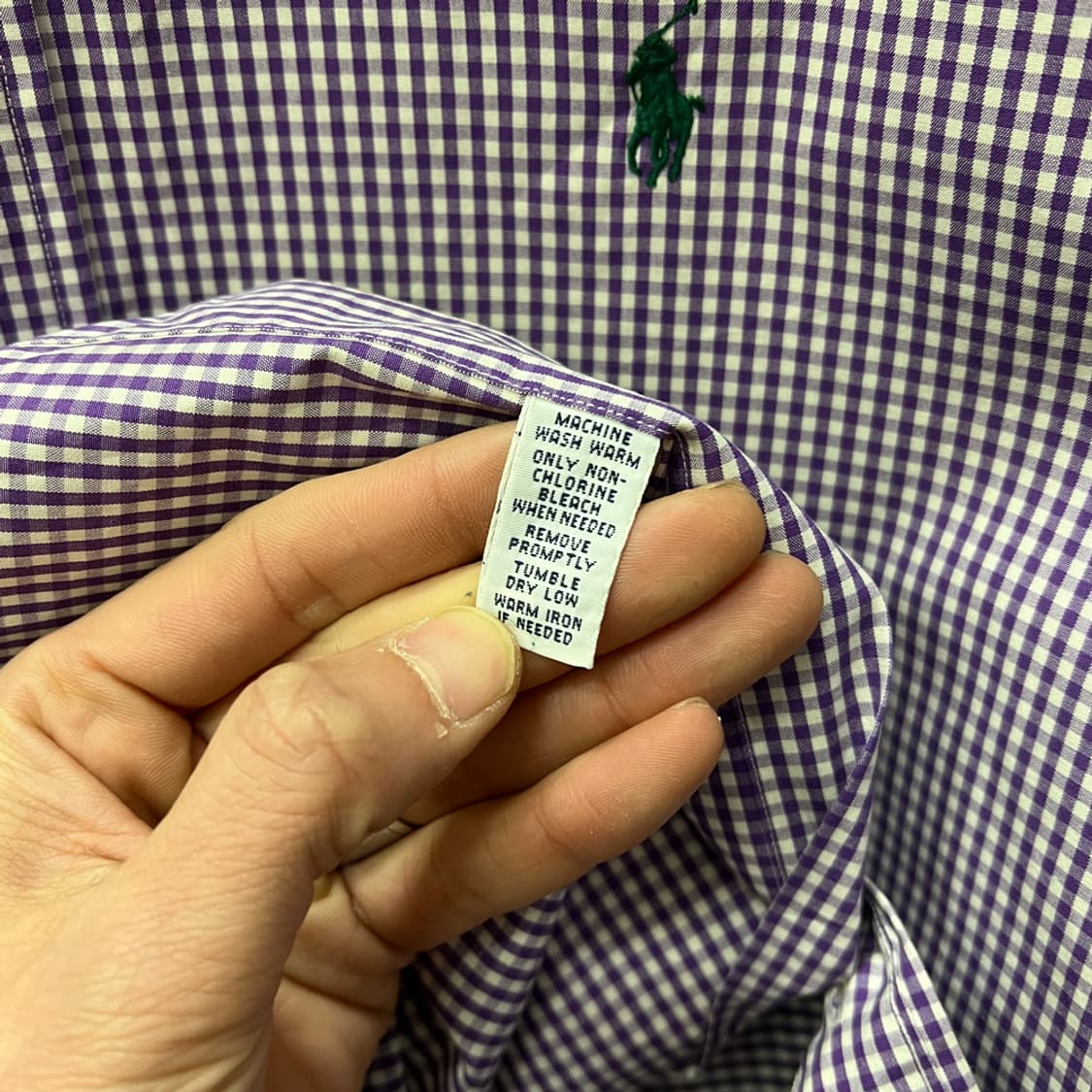 폴로 랄프로렌 클래식핏 퍼플 깅엄 체크 셔츠 남방 XL급 상품이미지4