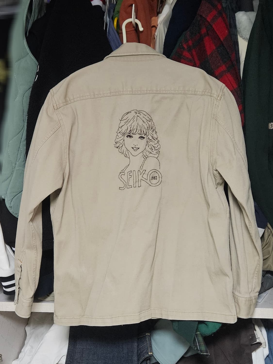마츠다 세이코 핸드 엠브로이드 베이지 라운드 칼라 버튼업 자켓 밴드티 상품이미지1