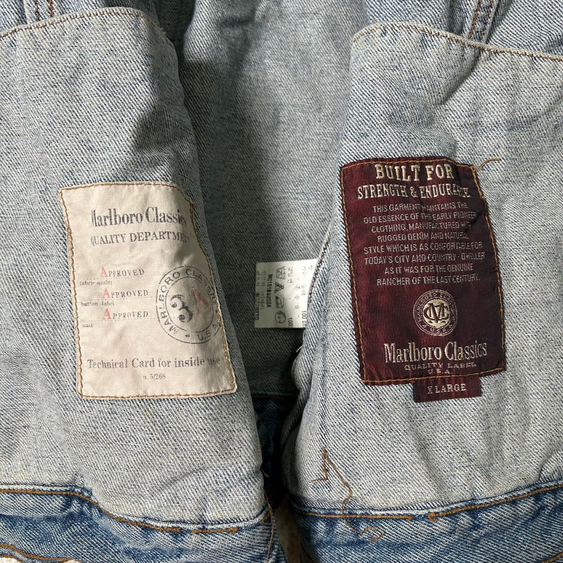 (XL) 90s 말보로 클래식 레더넥 데님 자켓 상품이미지9