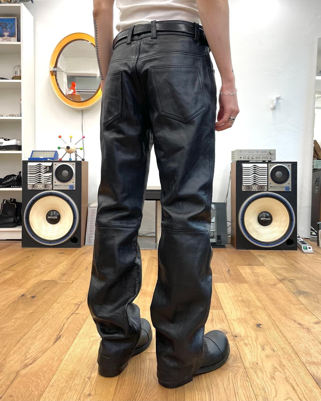 [L] 90s 플레어 레더 팬츠 상품이미지3