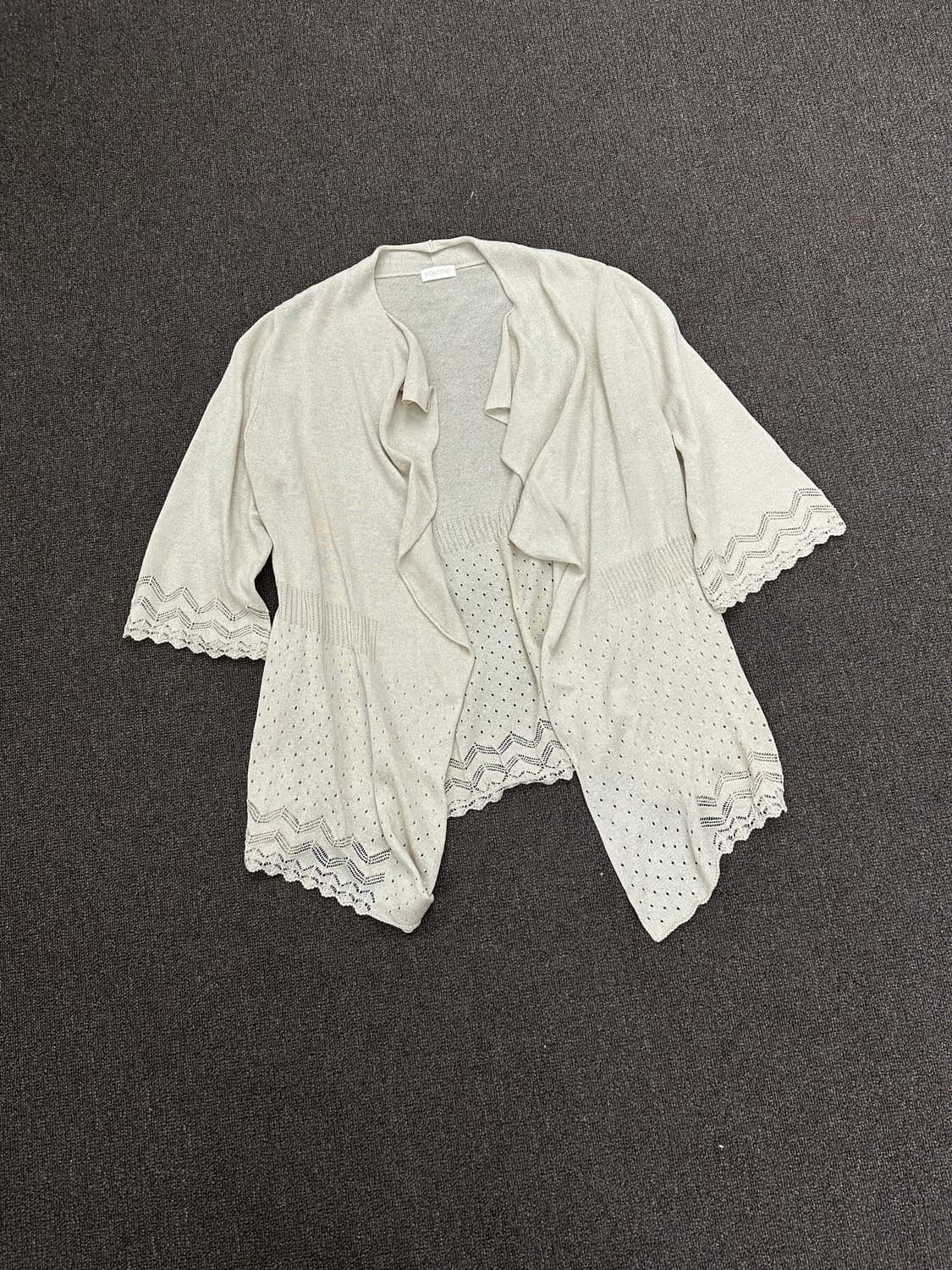 OS)Japanese vintage 여성 레이스 아이보리 니트 가디건 상품이미지2