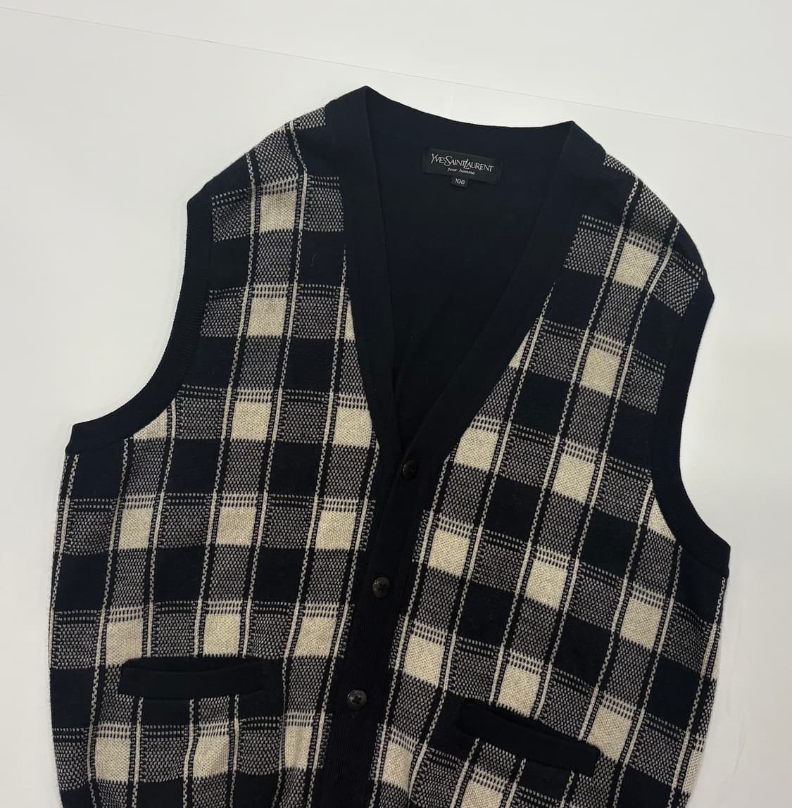 입생로랑 체크 패턴 니트 조끼 베스트 상품이미지2