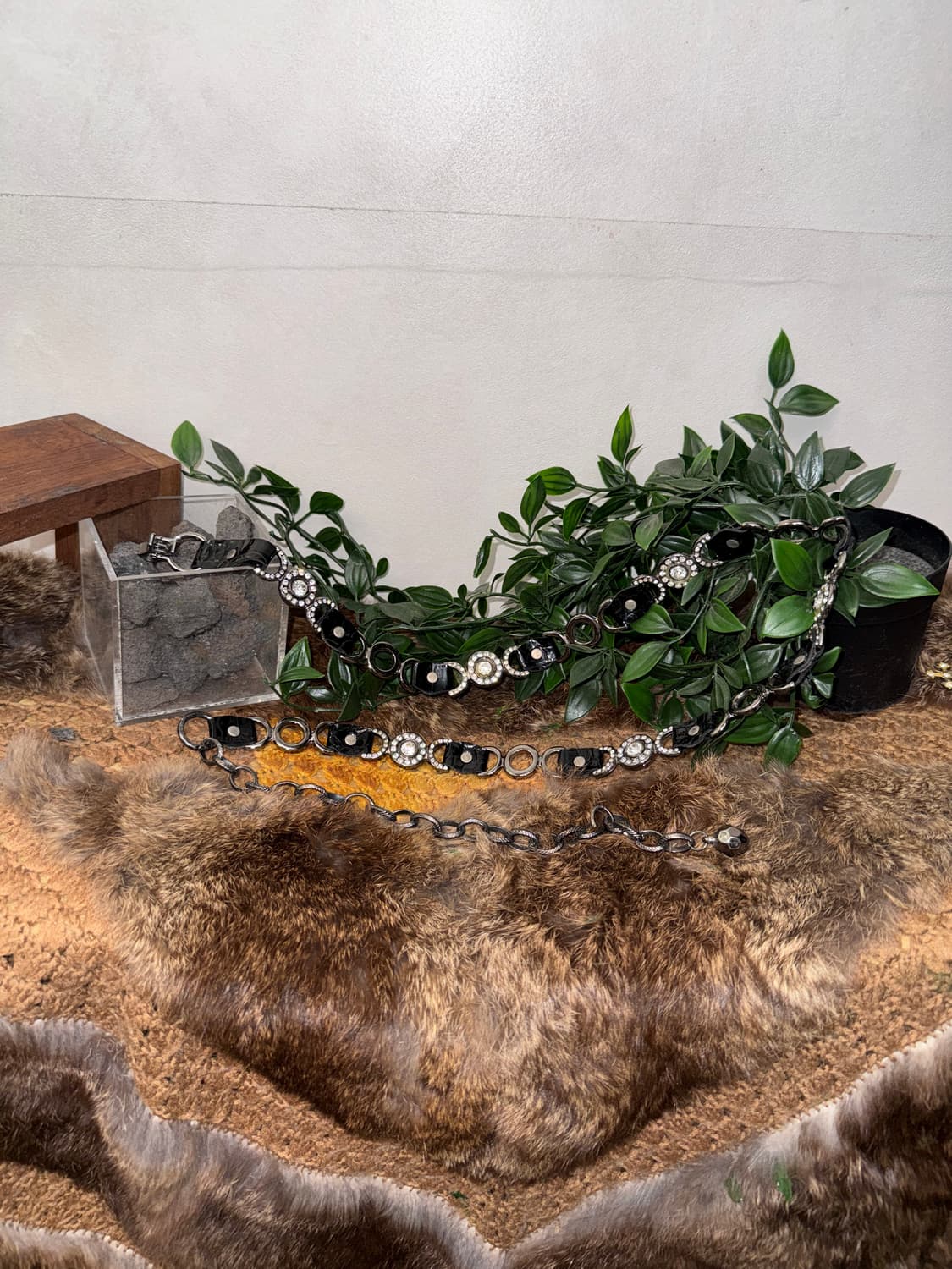 Black mini cubic chain belt 상품이미지1