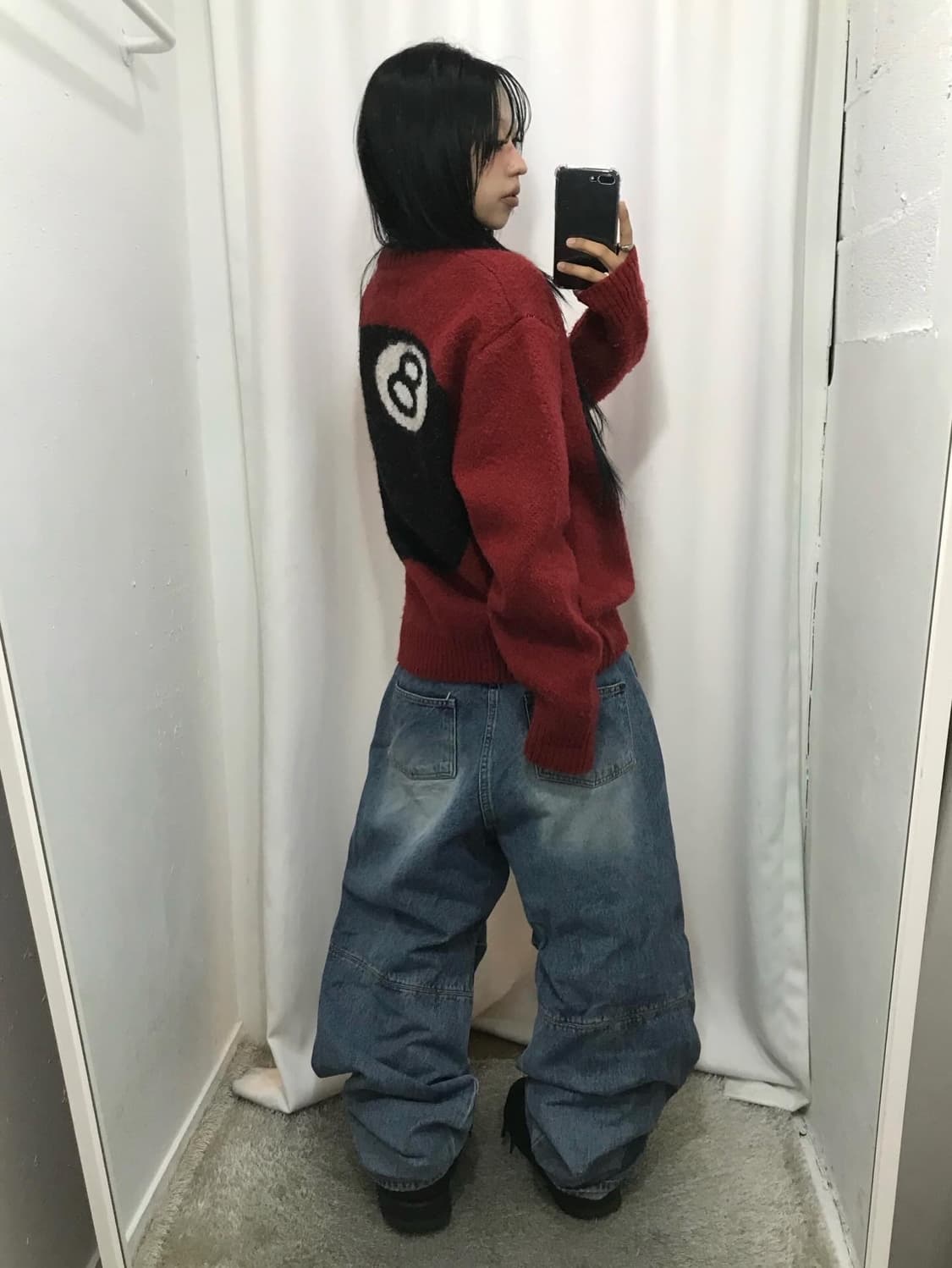 스투시 8볼 헤비 브러쉬드 모헤어 스웨터 - 레드 ( 레어 ) ♥️ 상품이미지4