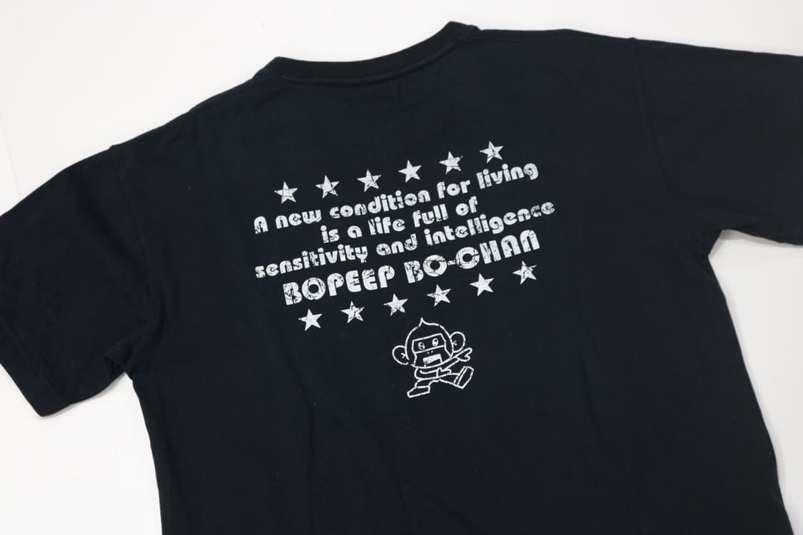 BOPEEP BO-CHAN 빈티지 레이어드 그래픽 몽키 티셔츠 네이비 상품이미지8