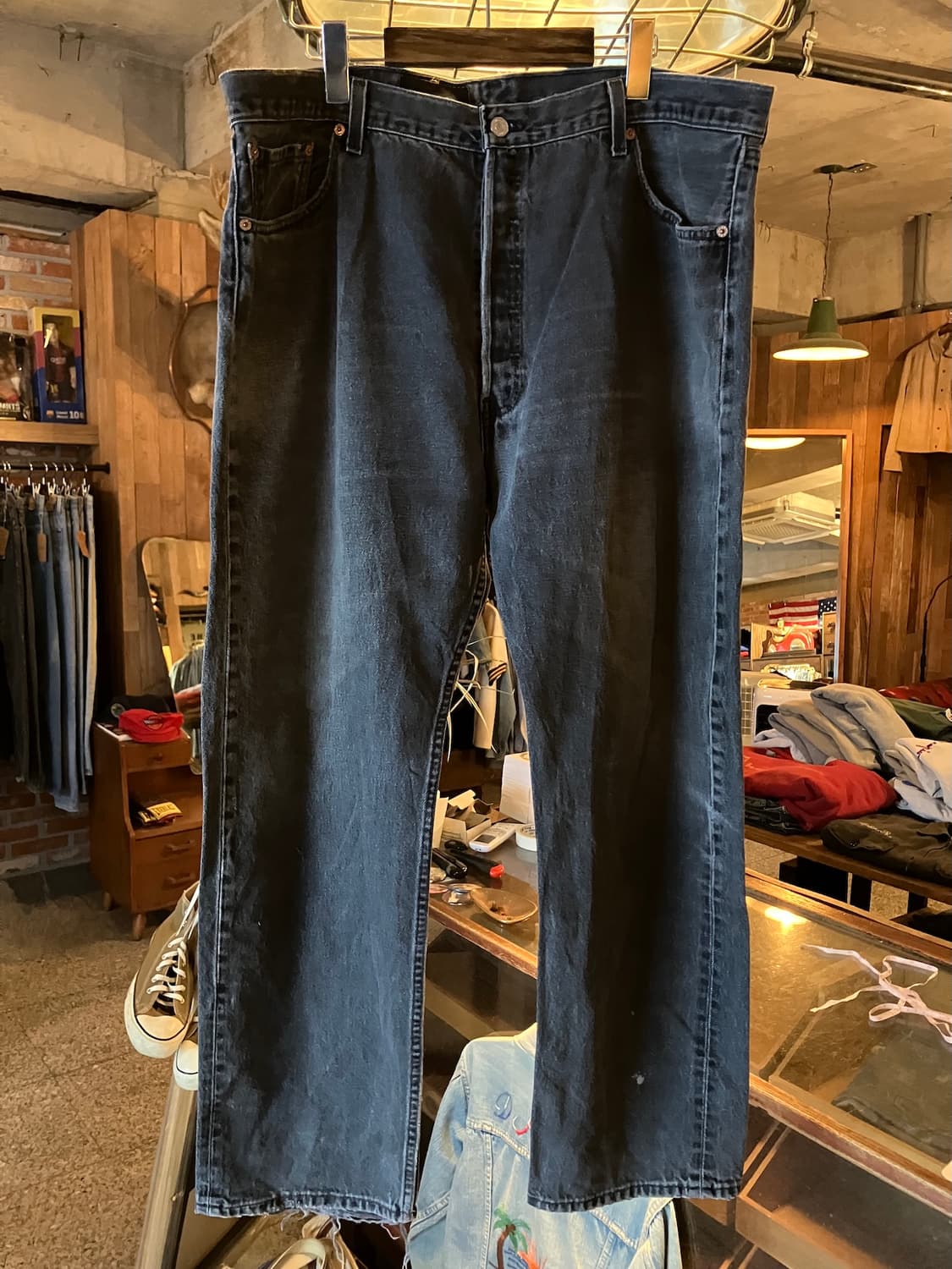 빅사이즈 90s USA 빈티지 리바이스 501 0660 블랙진 데님 팬츠 상품이미지2