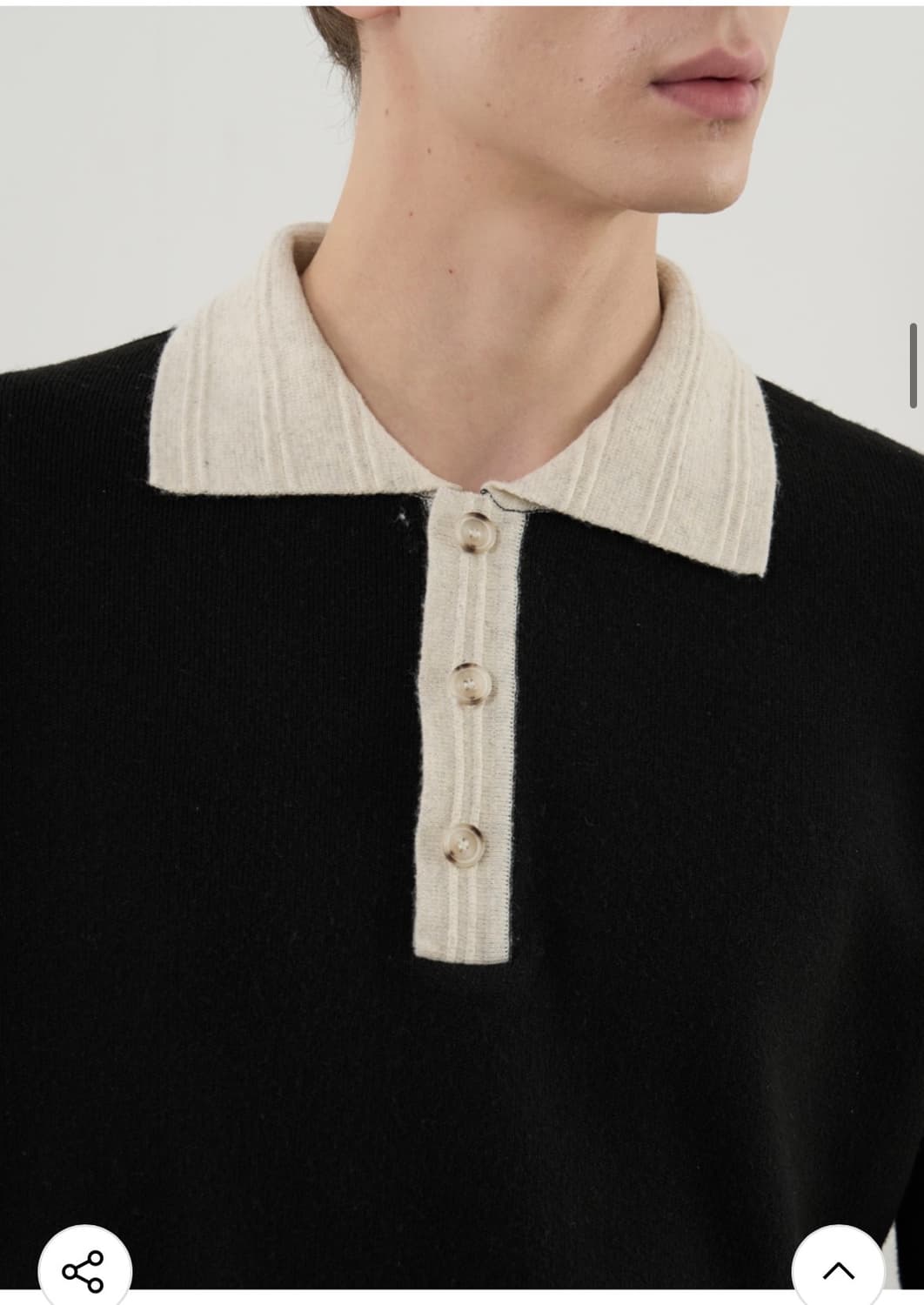 (L) 드로우핏 투톤 컬러 풀오버 카라 니트 [BLACK] 판매 상품이미지5